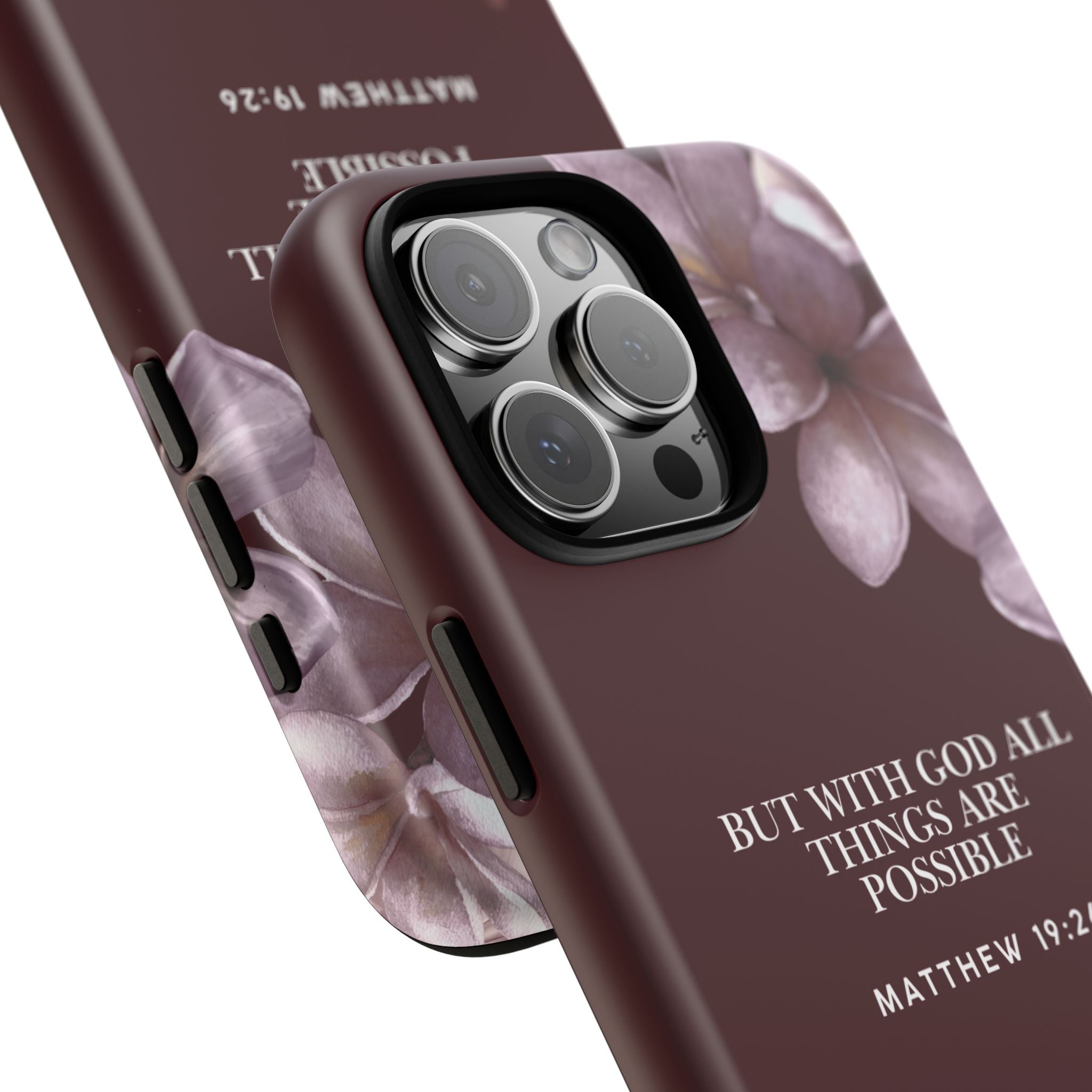 But With God All Things Are Possible — Floral Bible Verse Christian Tough Phone Case