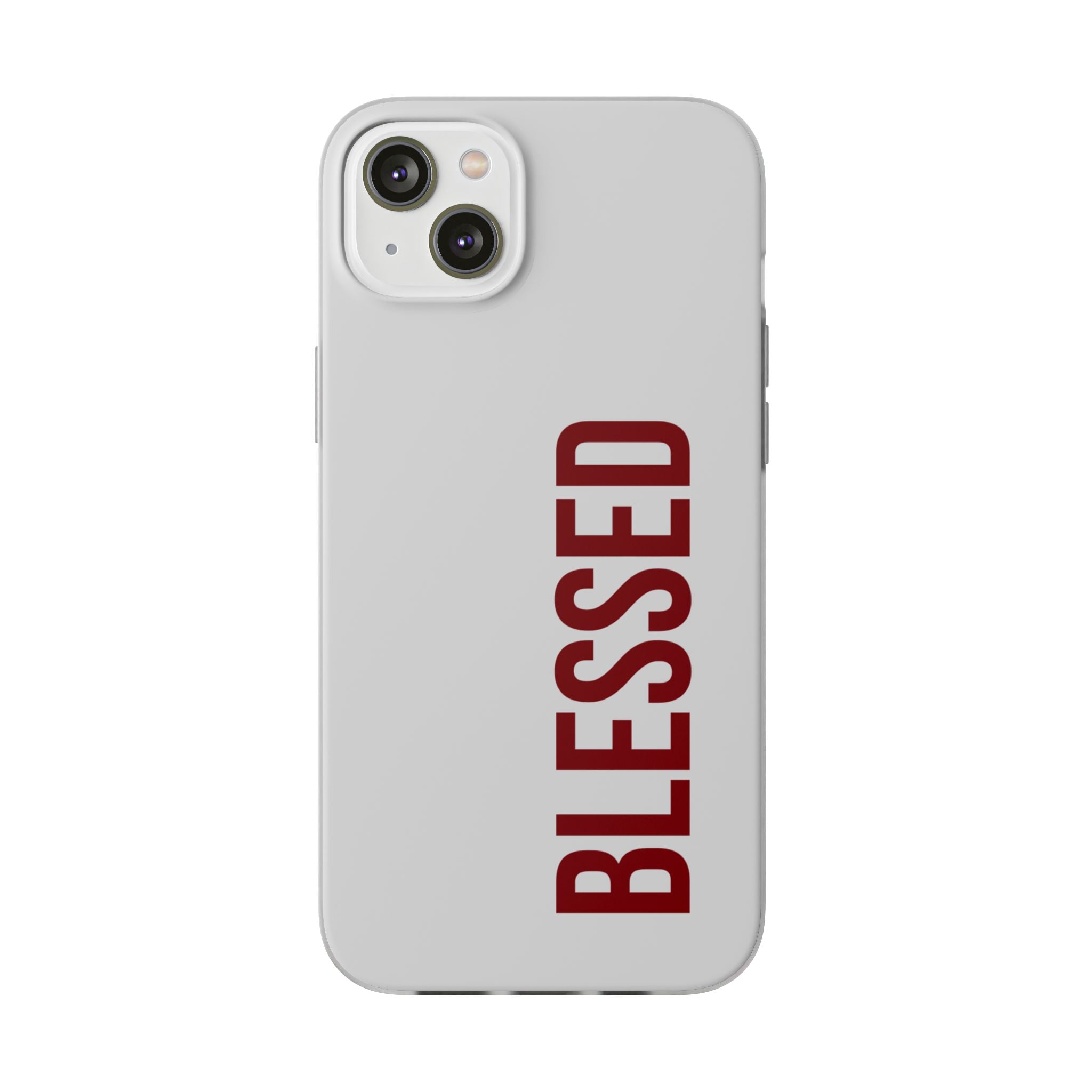 Blessed Phone Case — Vertical Red Typography Clear Flexi Case