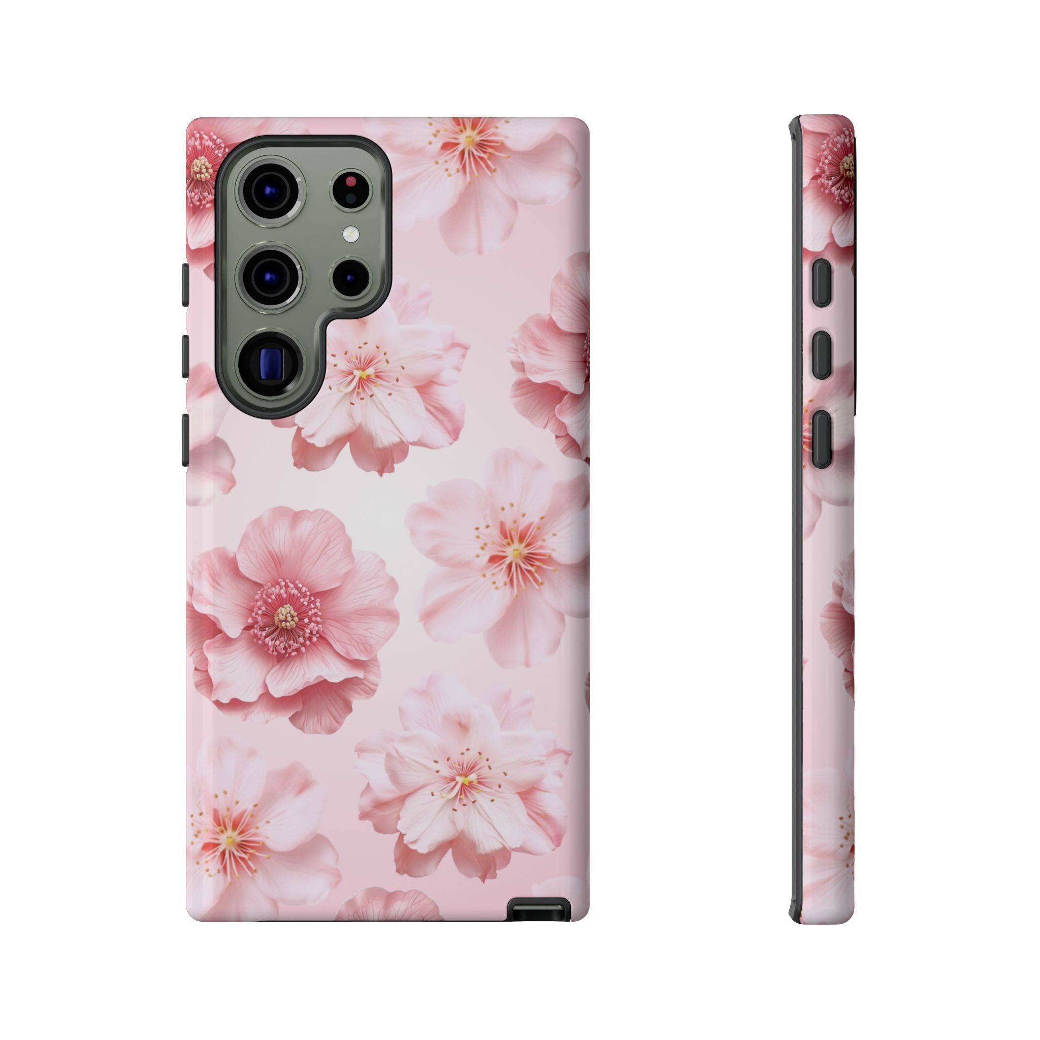 Pink Floral Tough Phone Case — Protective Sakura Blossom Design