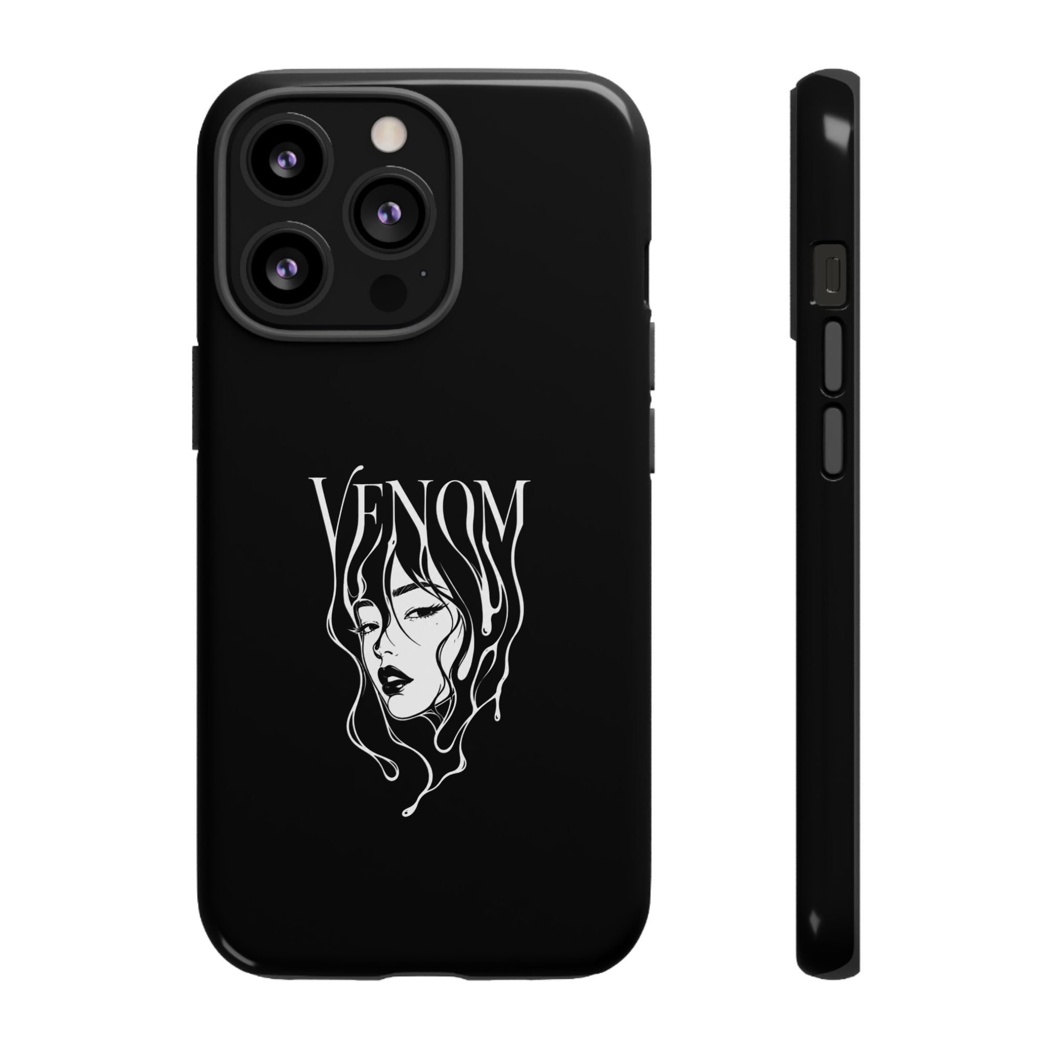 Venom Goth Phone Case — Black Protective Tough Case with Dark Femme Artwork