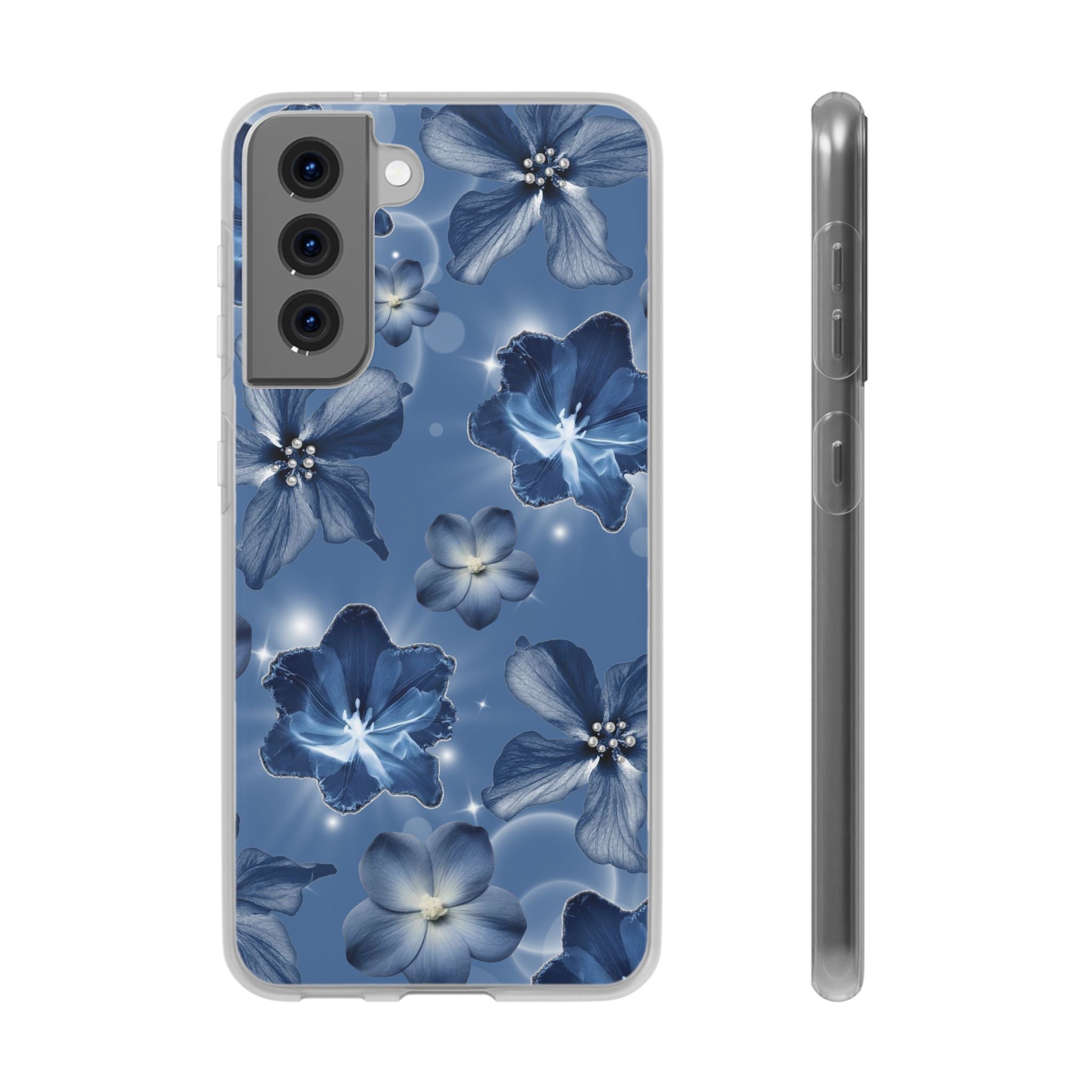 Blue Floral Phone Case — Soft Blue Blossoms Pattern for iPhone