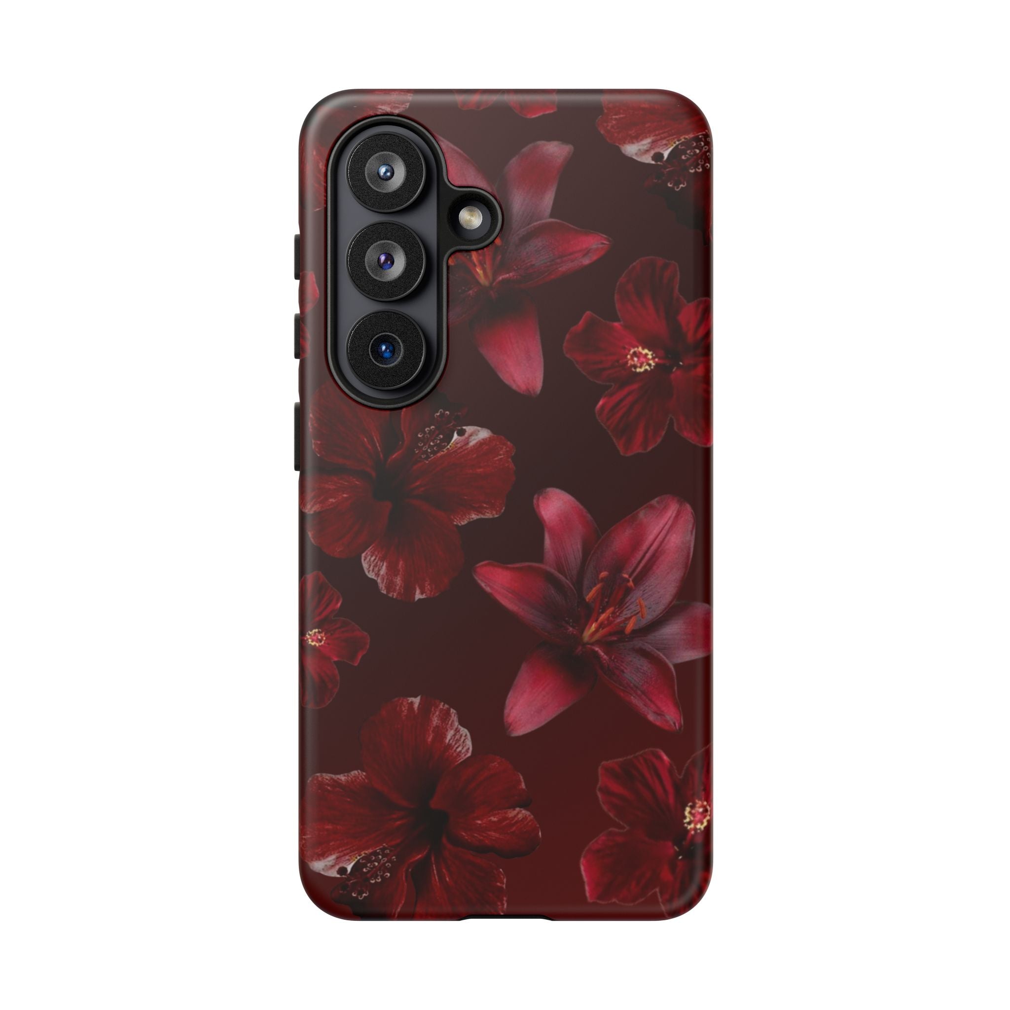 Tough Cases - Dark Red Floral Phone Case