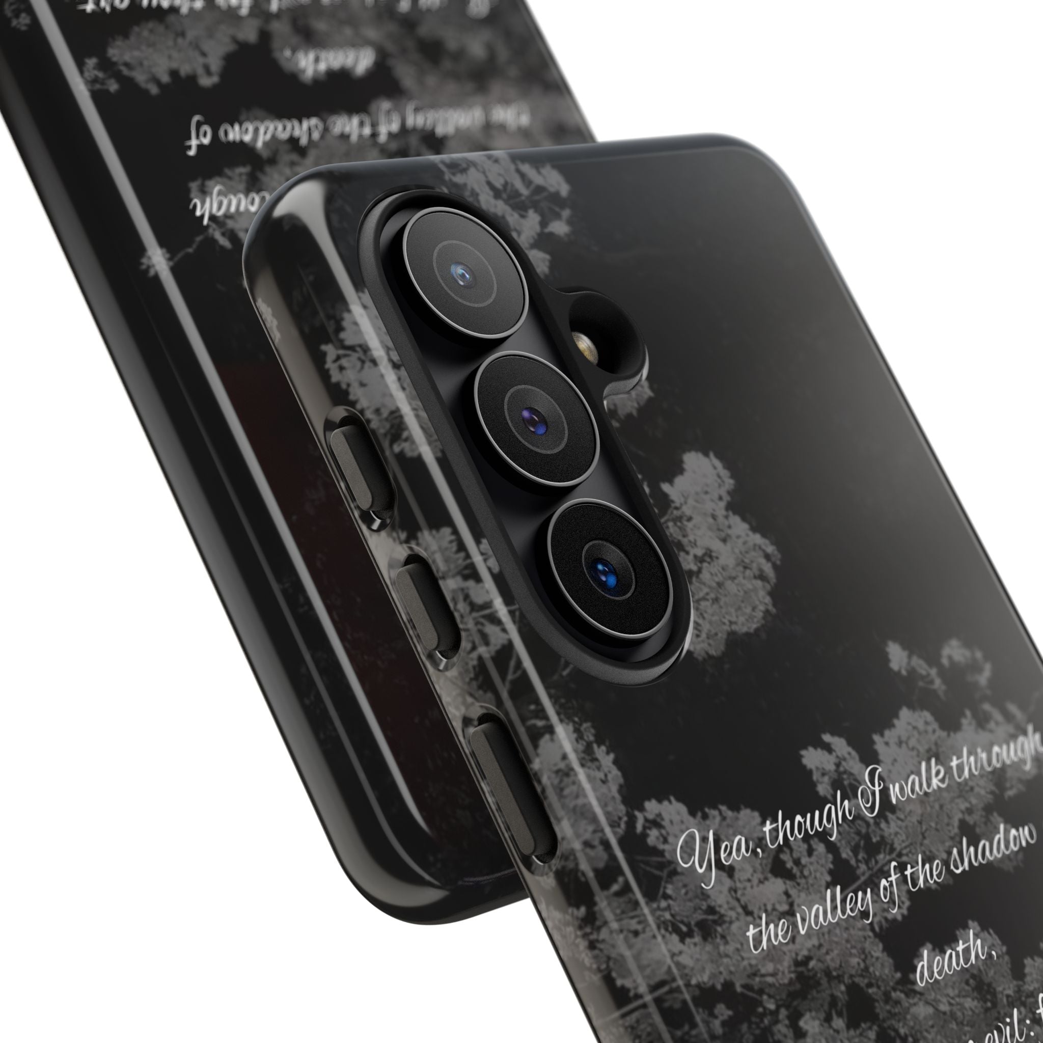 Bible Verse Phone Case — Psalm 23:4 Comfort Black Protective Cover