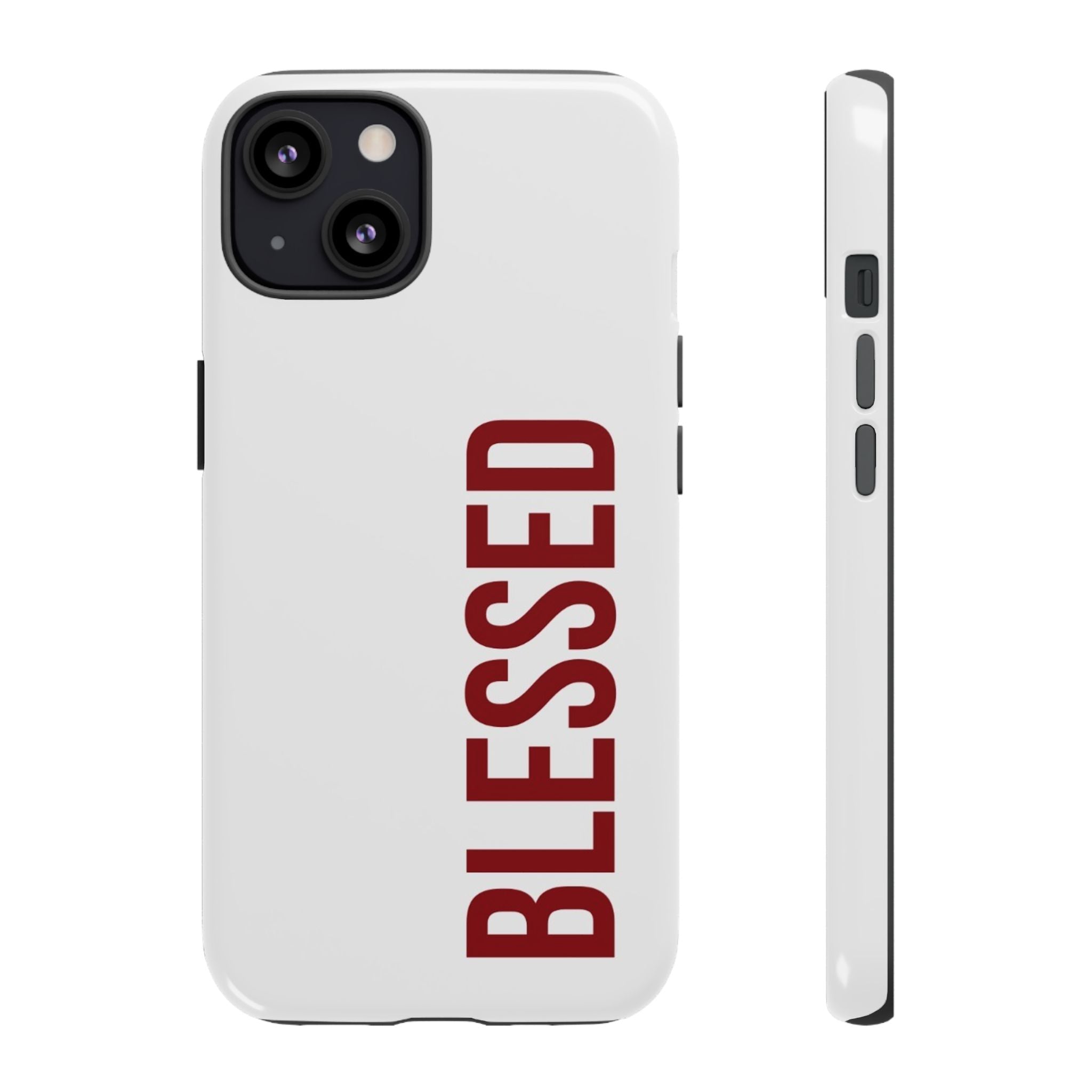 Blessed Vertical Phone Case — Protective Slim iPhone Cover with Red 'BLESSED' Text