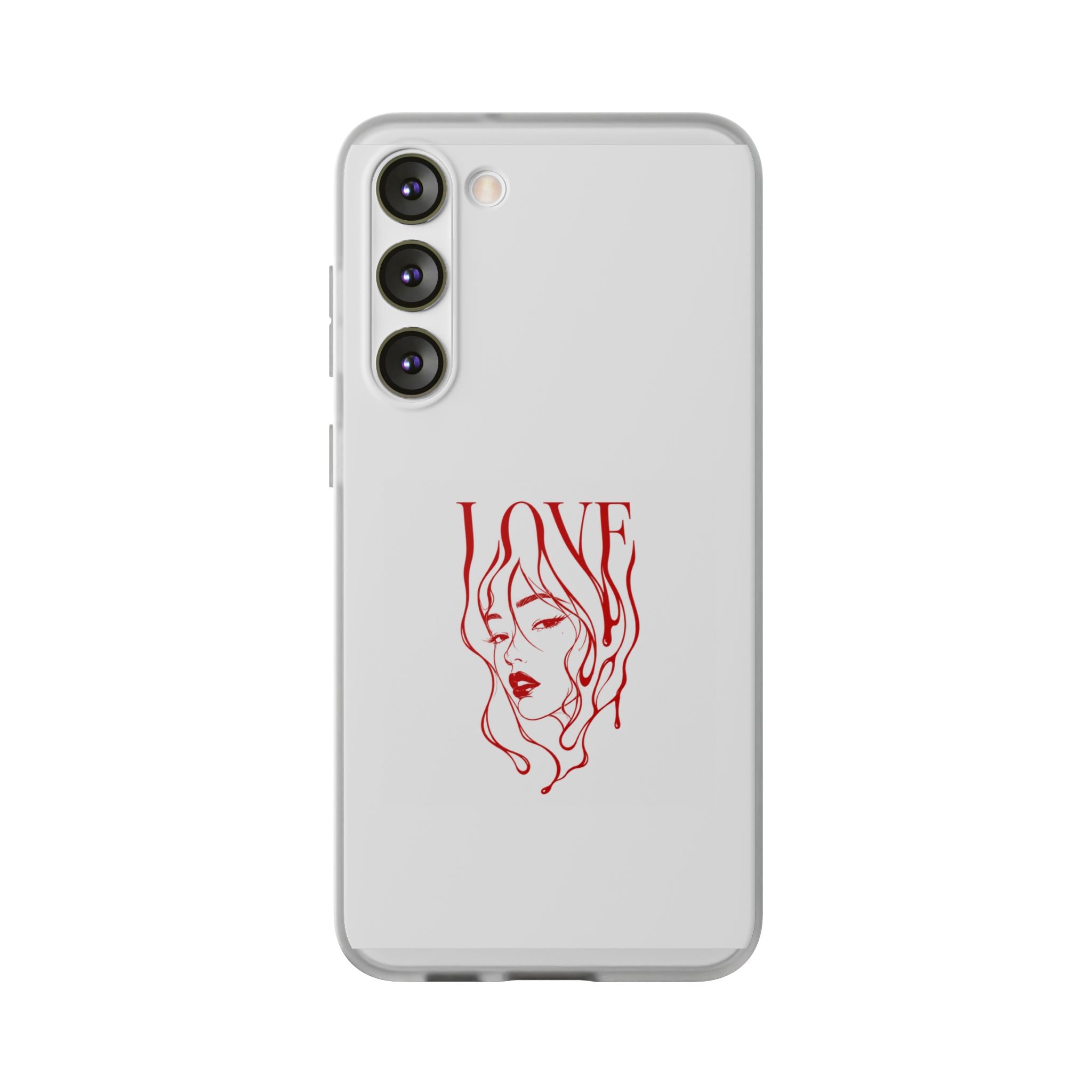 Red Line Art 'LOVE'  Face Design - Flexi Case