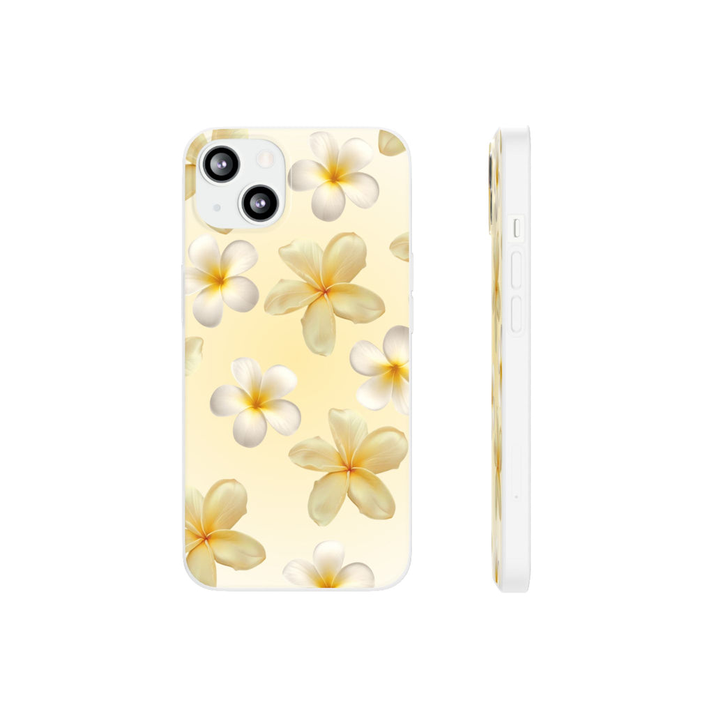 Plumeria Floral Flexi Phone Case — Tropical Yellow Flower Protective Cover