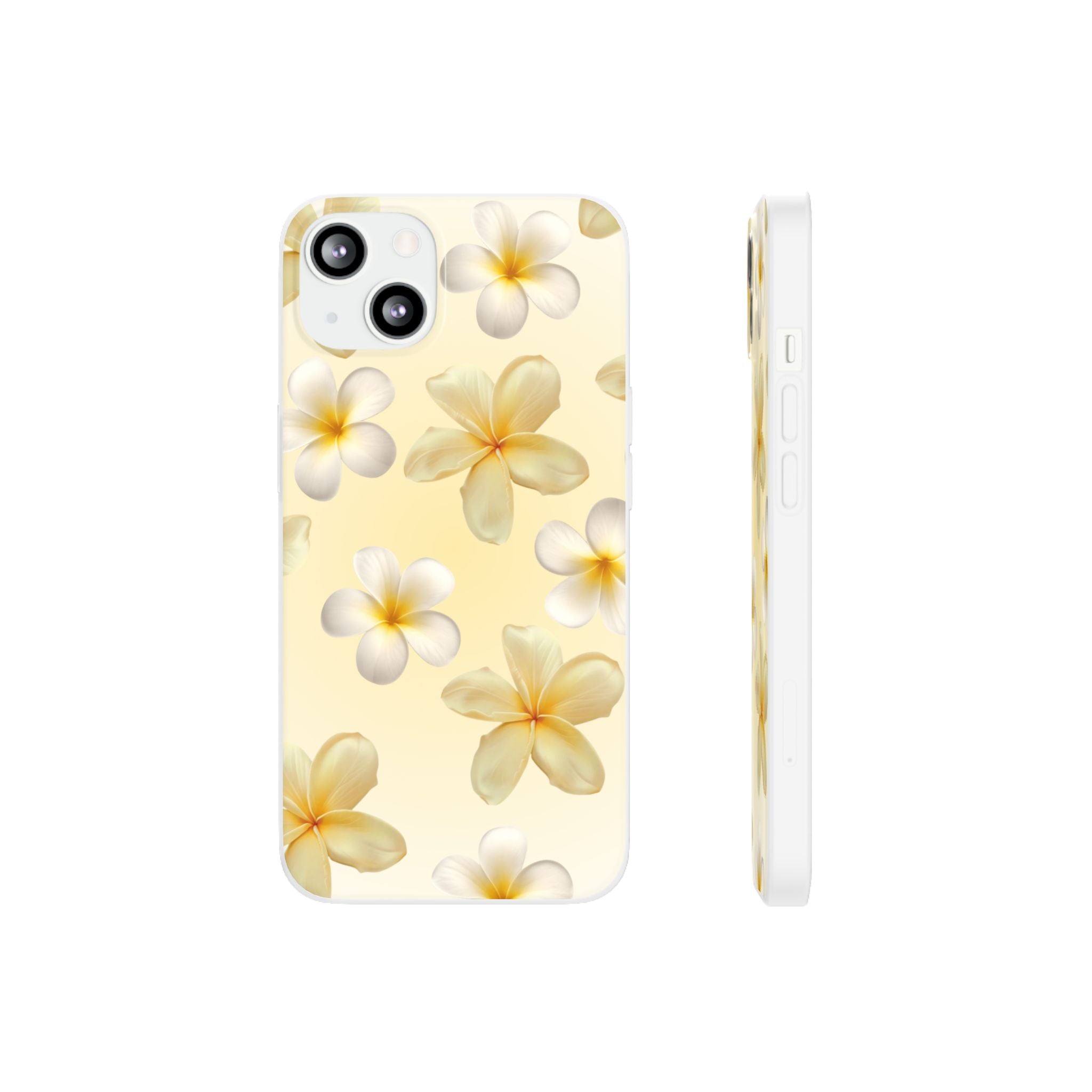 Plumeria Floral Flexi Phone Case — Tropical Yellow Flower Protective Cover