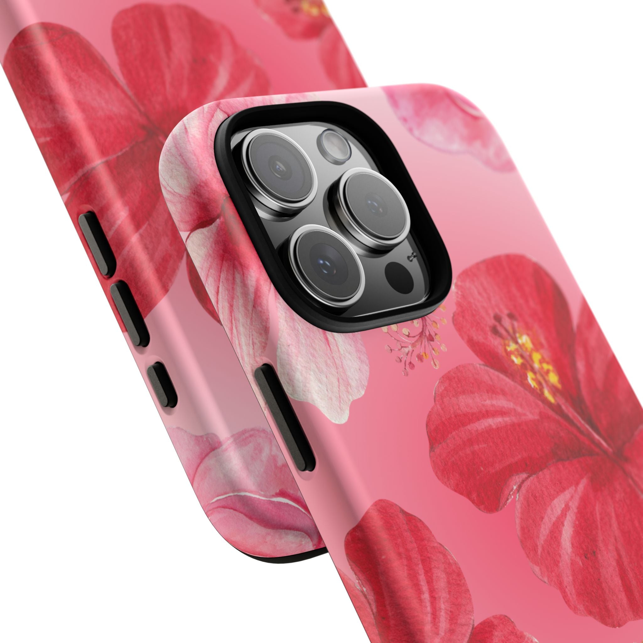 Hibiscus Pink Tough Phone Case — Floral Tropical Protective Cover