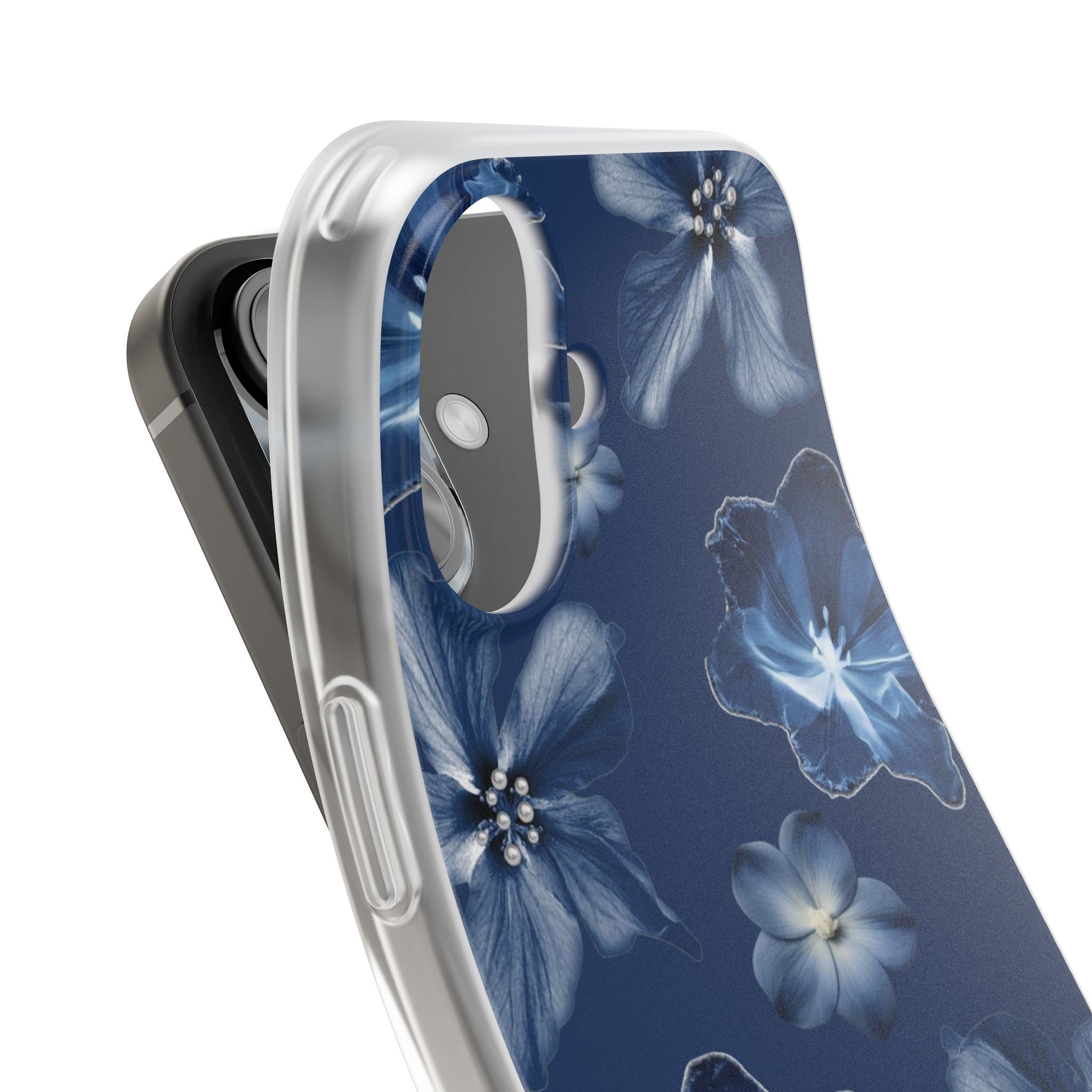 Floral Blue Phone Case — Navy Watercolor Blossom Flexi Case