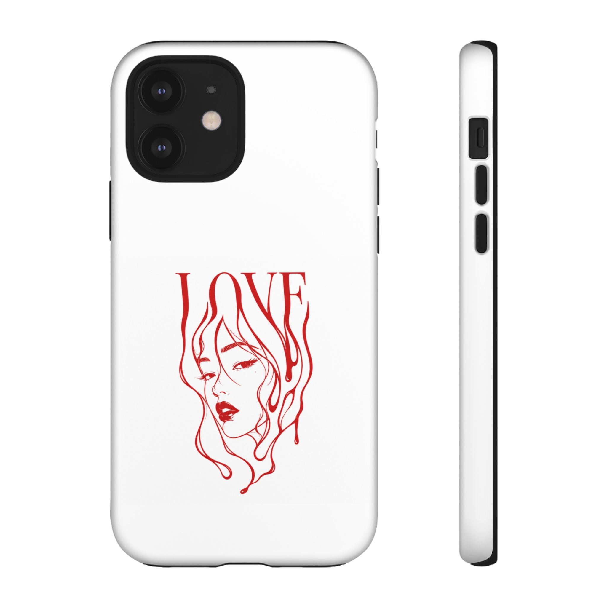 Red Line Art 'Love' Face Design - Tough Case