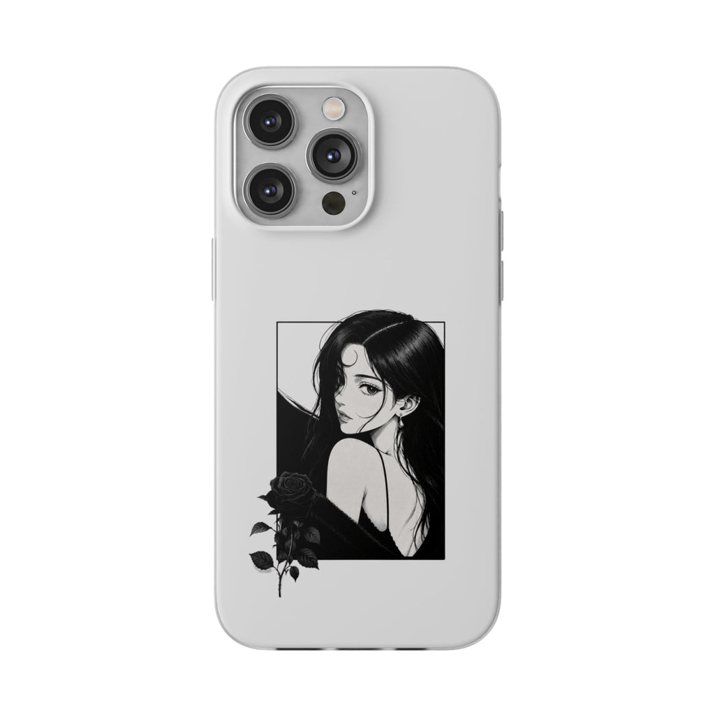 Anime Girl Noir Black Rose Illustration Flexi Case