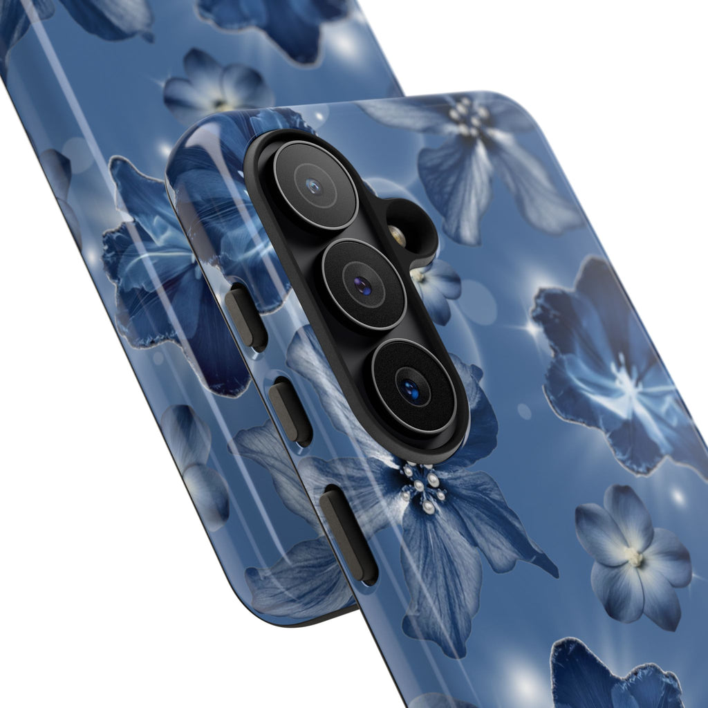 Blue Floral Tough Phone Case — Protective Blossom Design