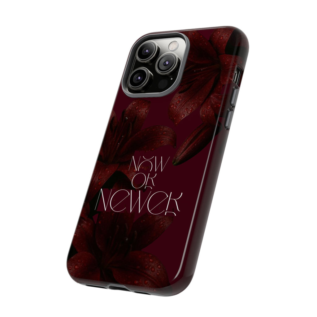 Tough Cases – Burgundy Floral “Now or Never” Protective Phone Case