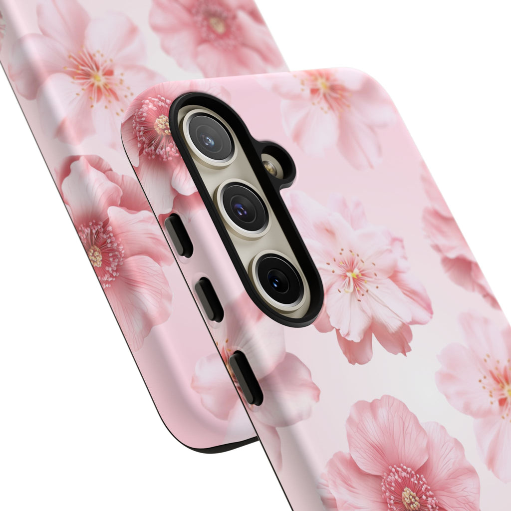 Pink Floral Tough Phone Case — Protective Sakura Blossom Design