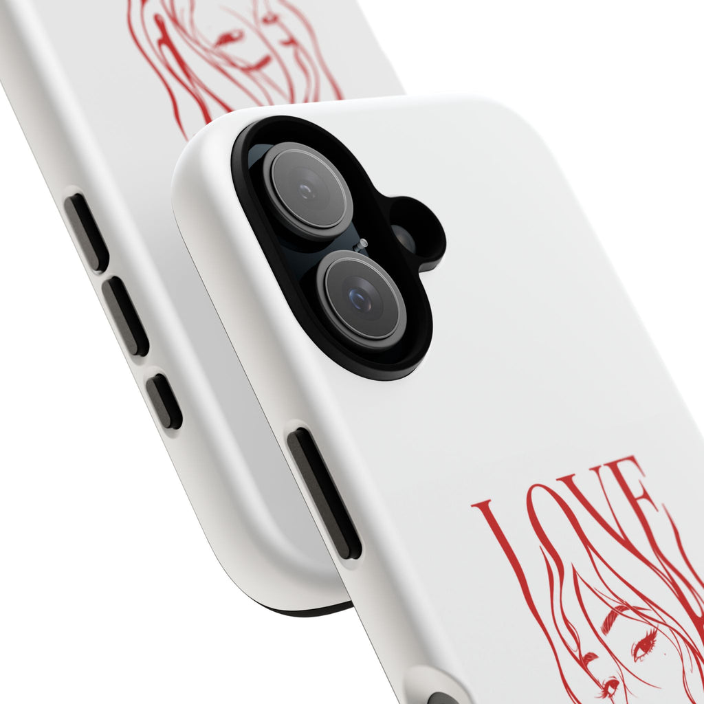 Red Line Art 'Love' Face Design - Tough Case