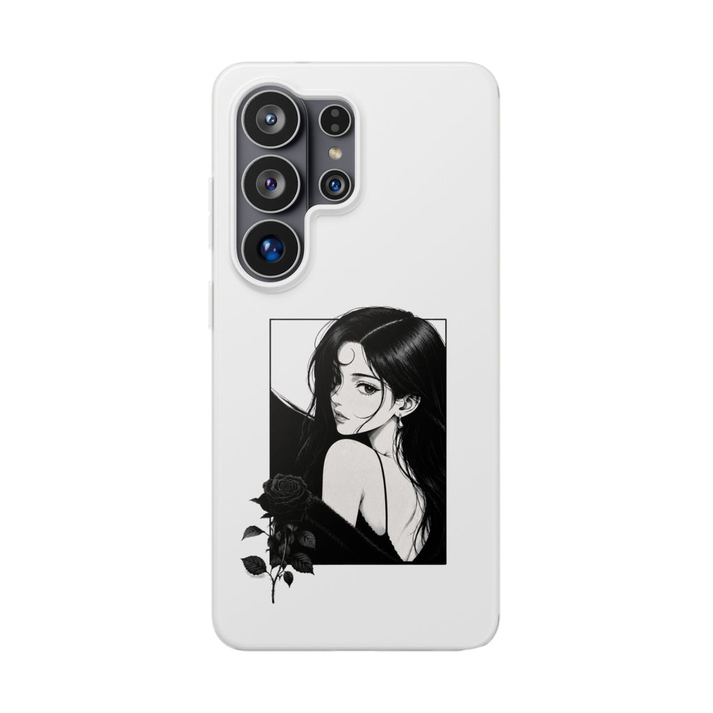 Anime Girl Noir Black Rose Illustration Flexi Case