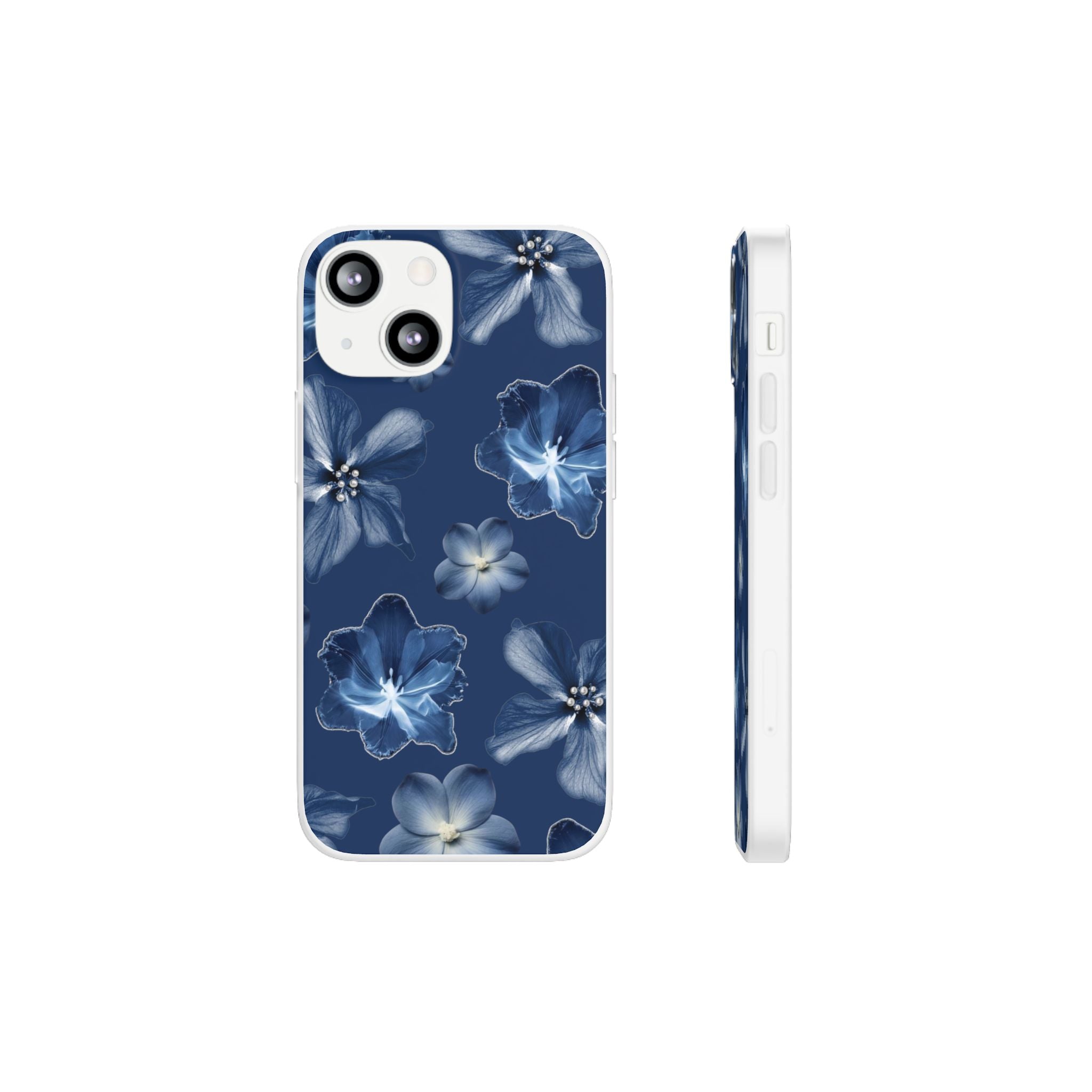 Floral Blue Phone Case — Navy Watercolor Blossom Flexi Case
