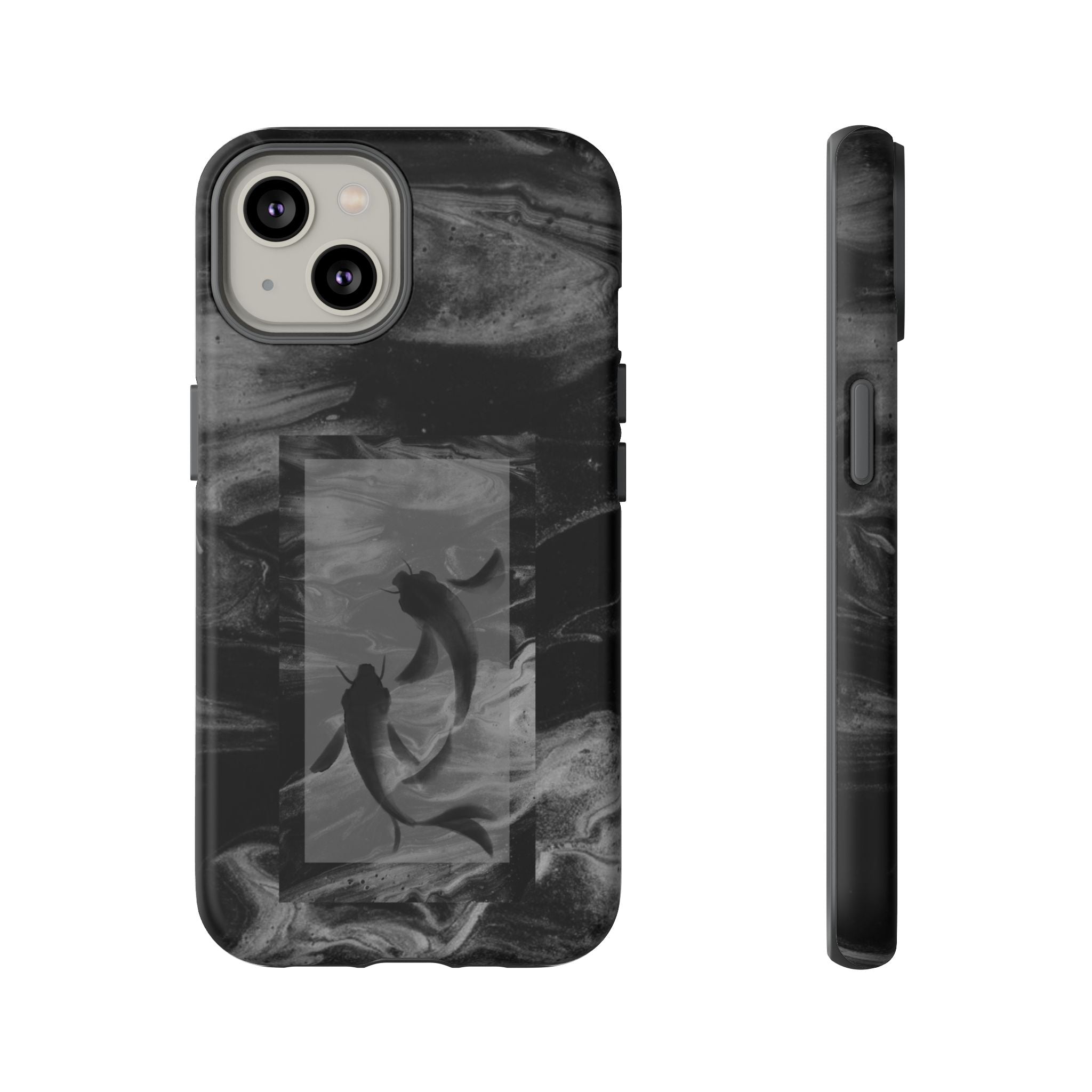 Koi Yin-Yang Marble Phone Case – Black Smoky Art Protection