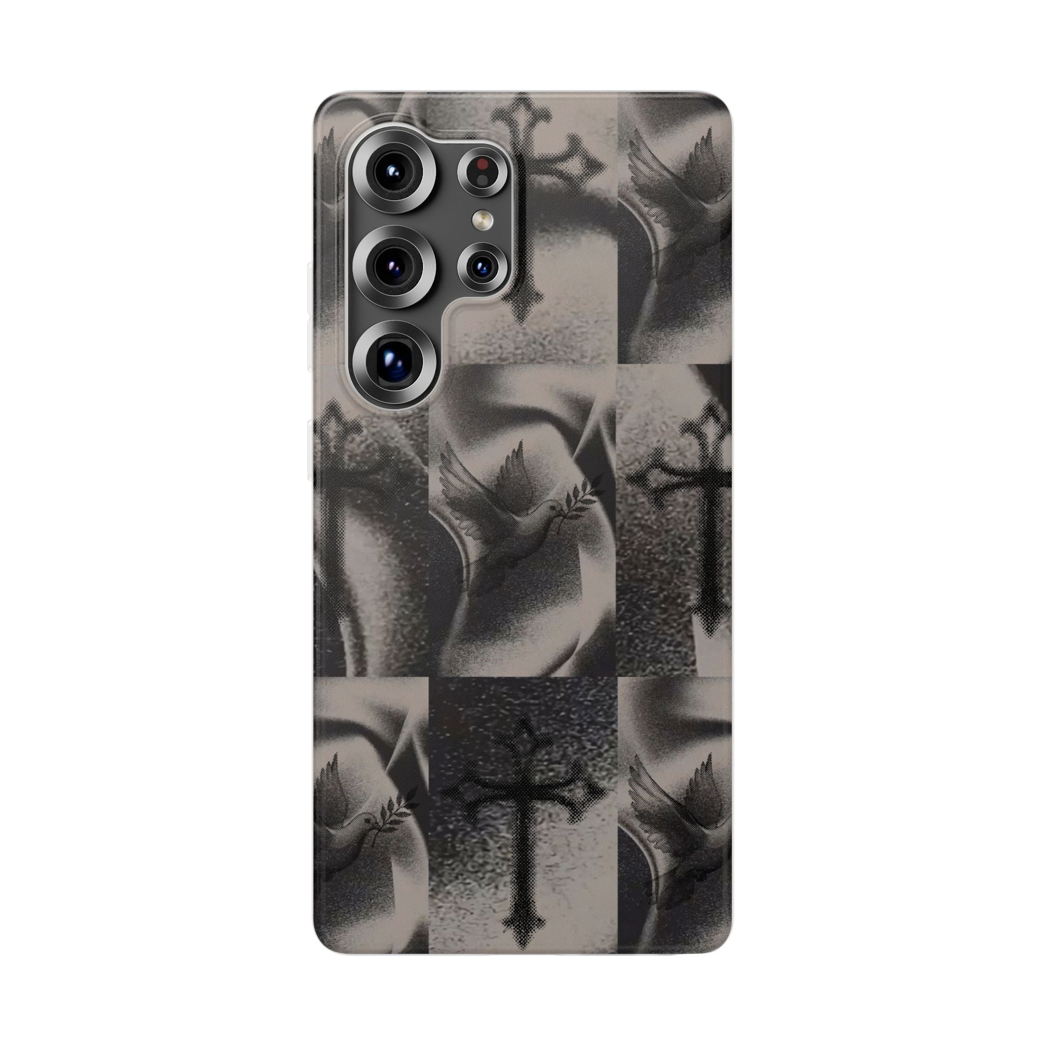 Phone Case — Dove & Cross Checkerboard Design