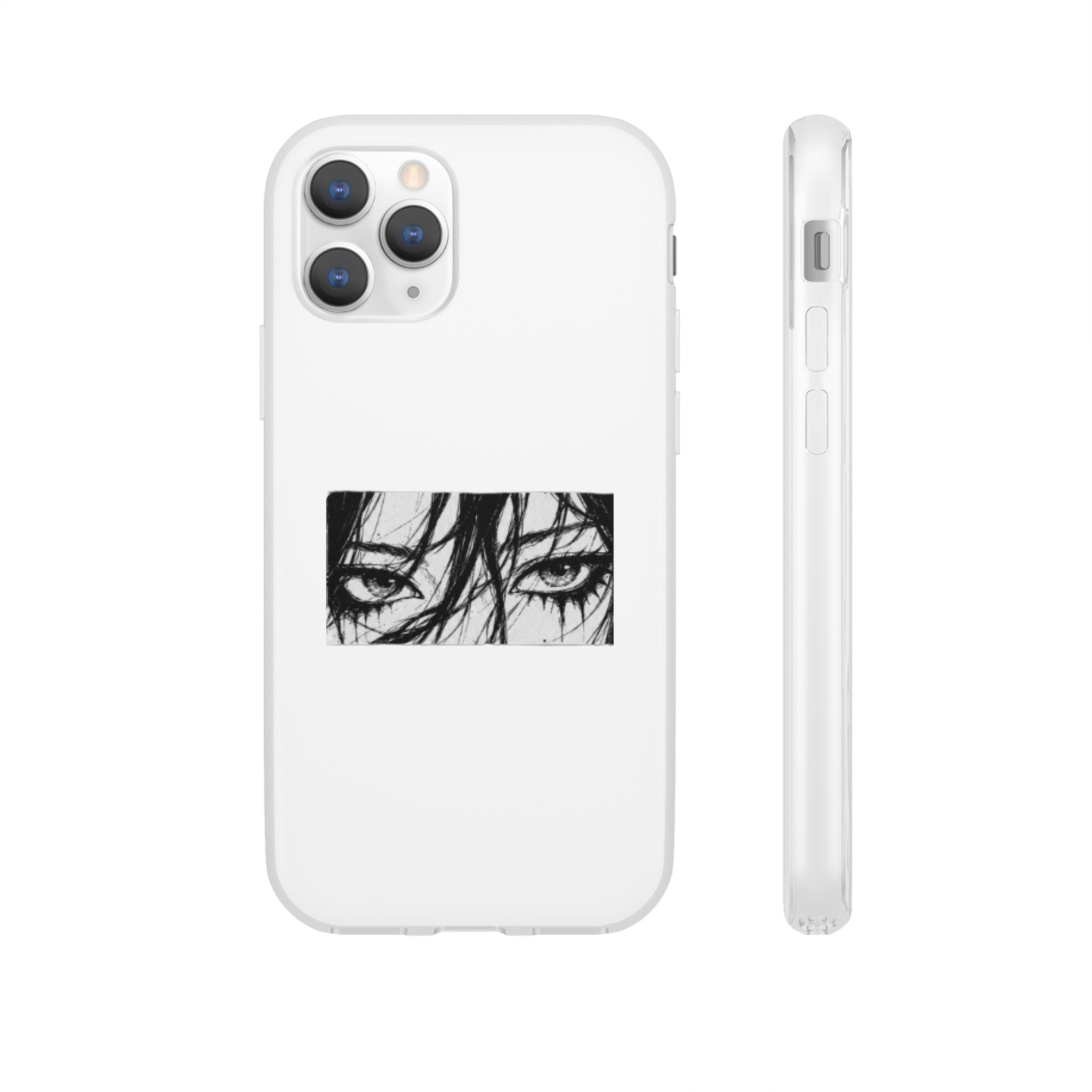 Anime Eyes Illustration Phone Case - Moody Black & White Flexi Case