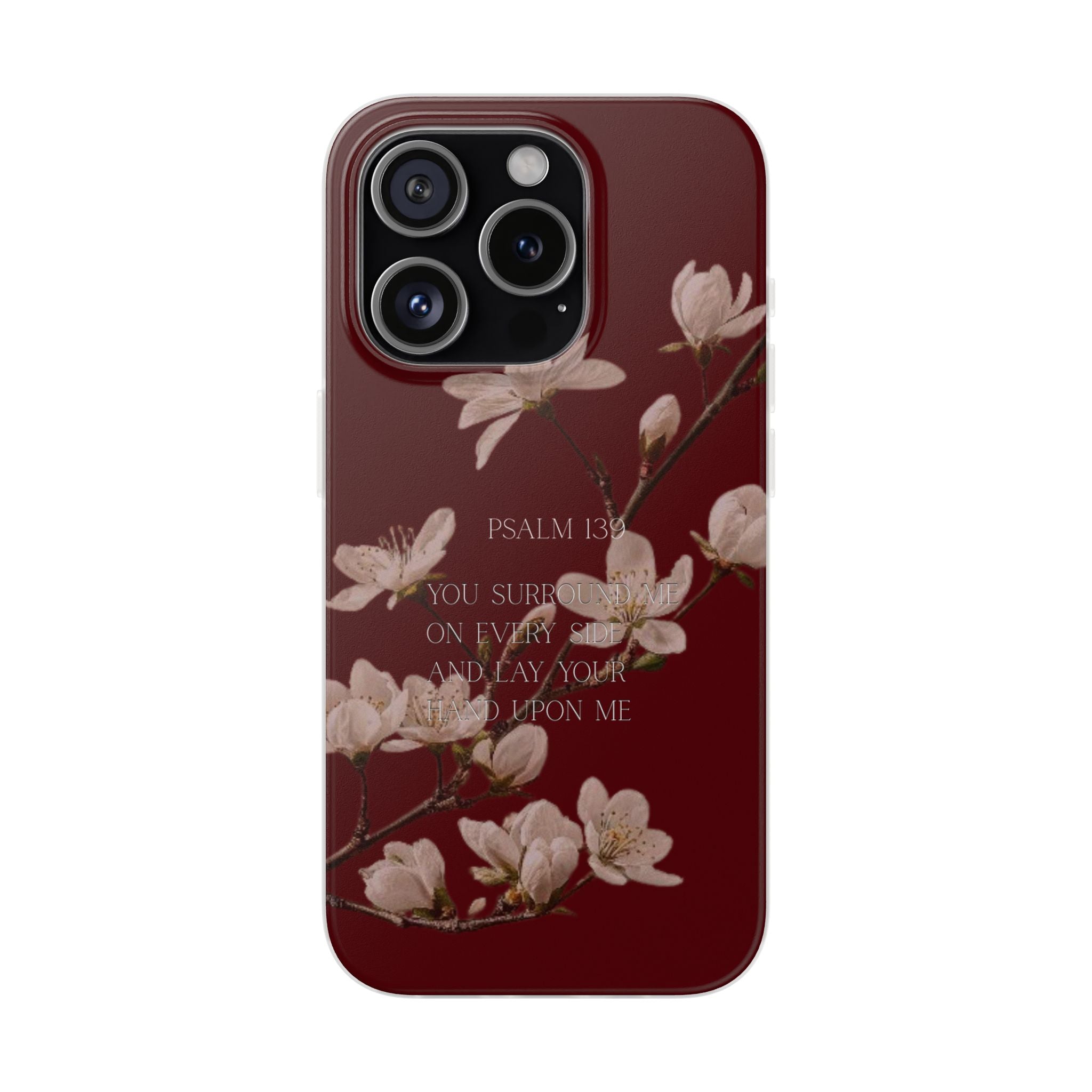Floral Psalm Phone Case — Psalm 139 Scripture Cherry Blossom iPhone Cover