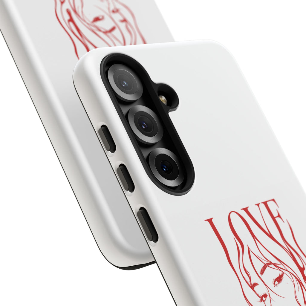 Red Line Art 'Love' Face Design - Tough Case