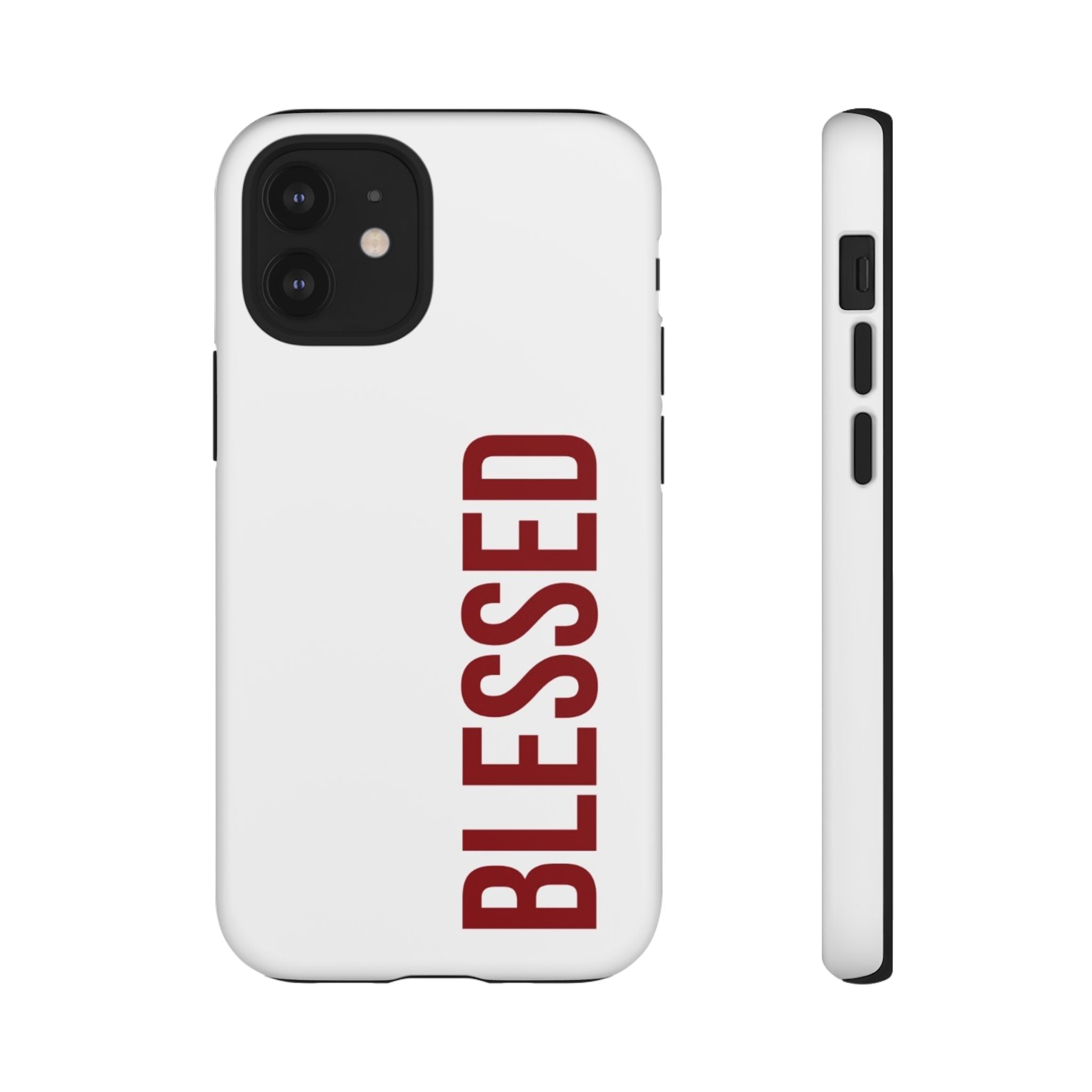 Blessed Vertical Phone Case — Protective Slim iPhone Cover with Red 'BLESSED' Text