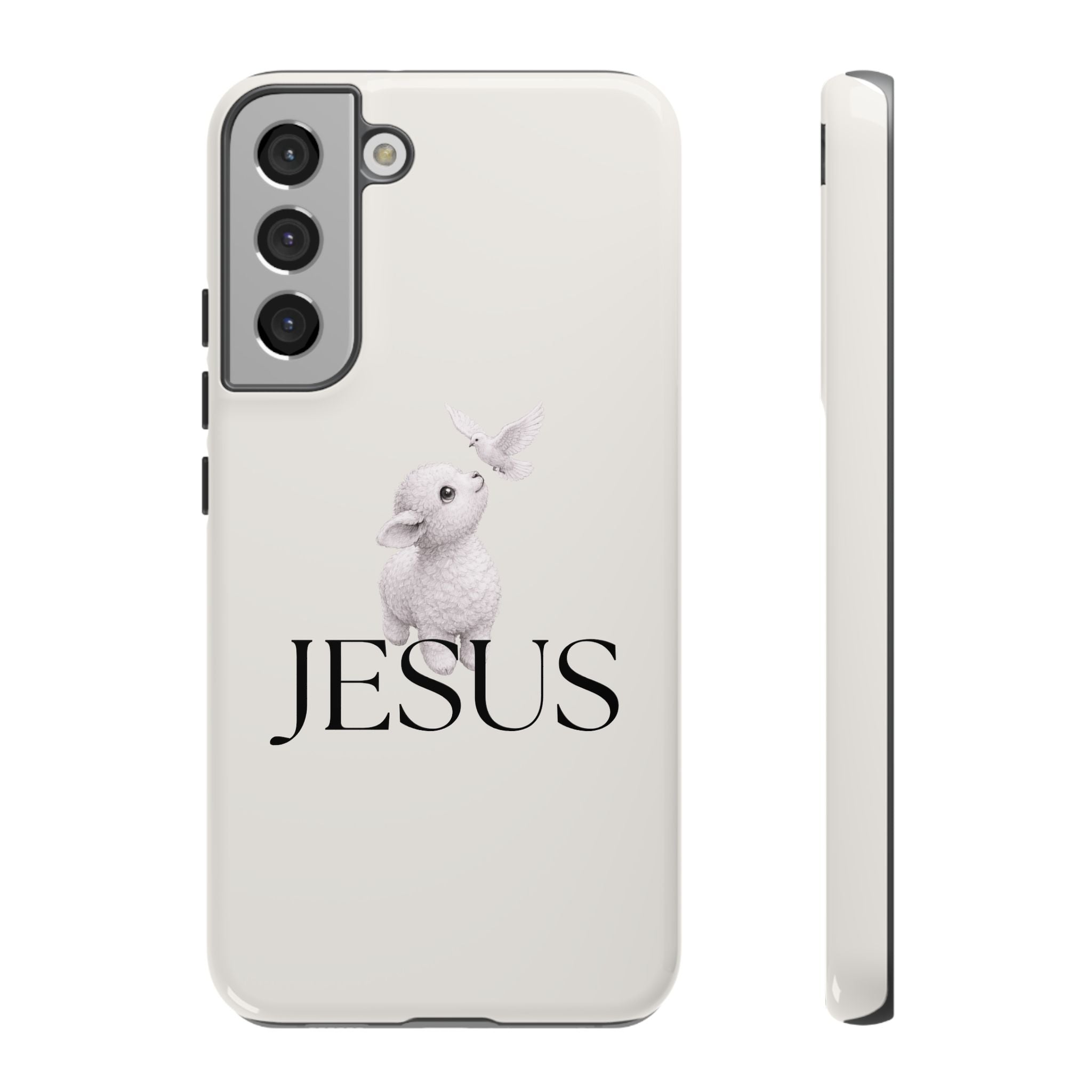 Jesus Lamb Phone Case - Christian Faith iPhone Case with Dove Design