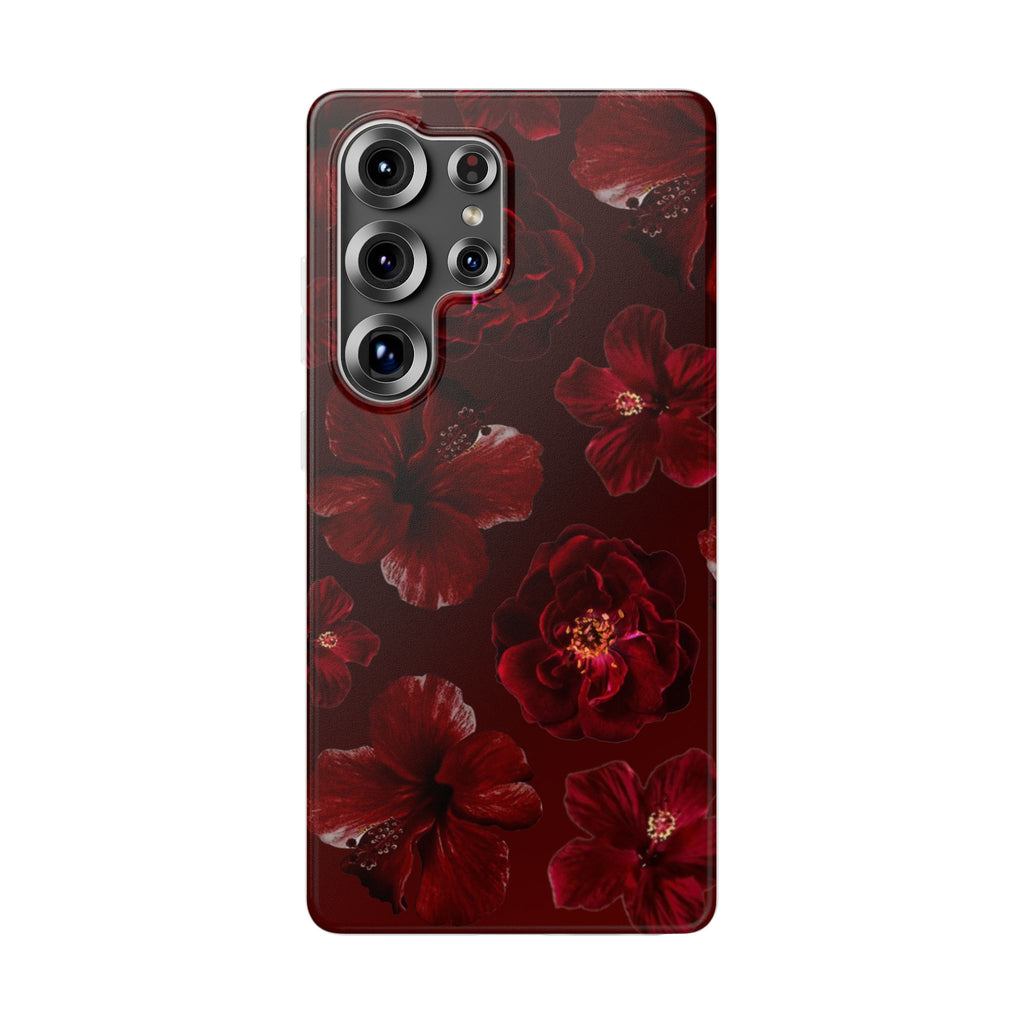 Red Floral Flexi Case — Dark Rose Phone Case