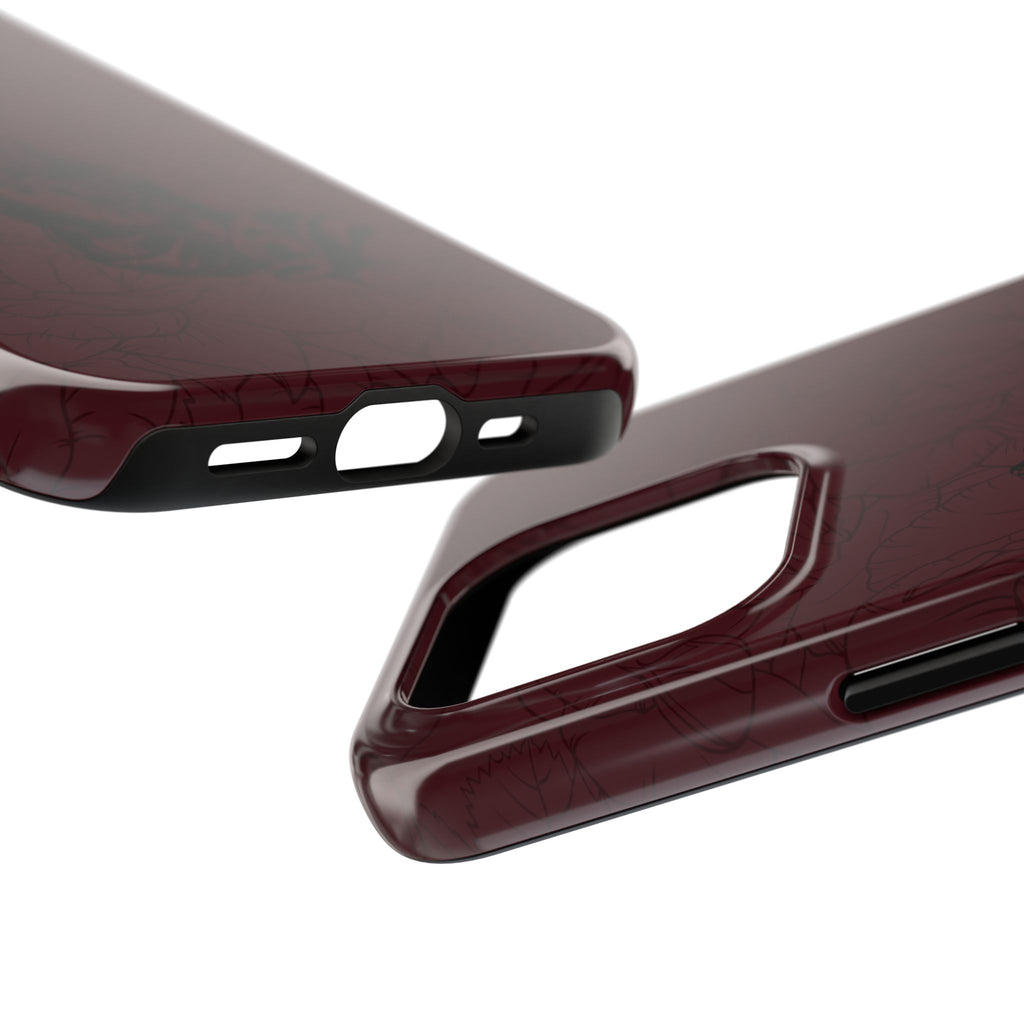Burgundy Praying Hands Tough Phone Case – Floral Background, Religious Protective Cover