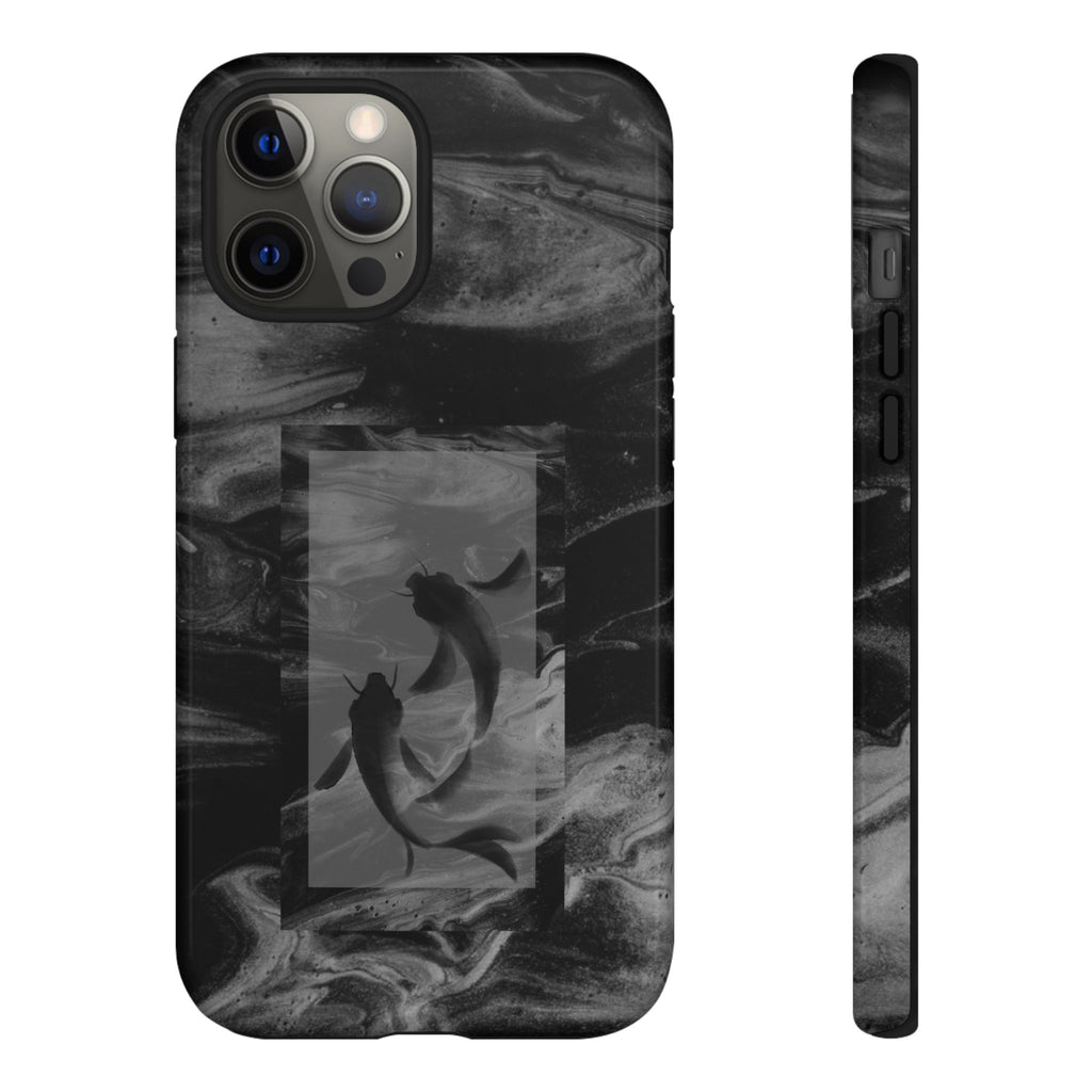 Koi Yin-Yang Marble Phone Case – Black Smoky Art Protection