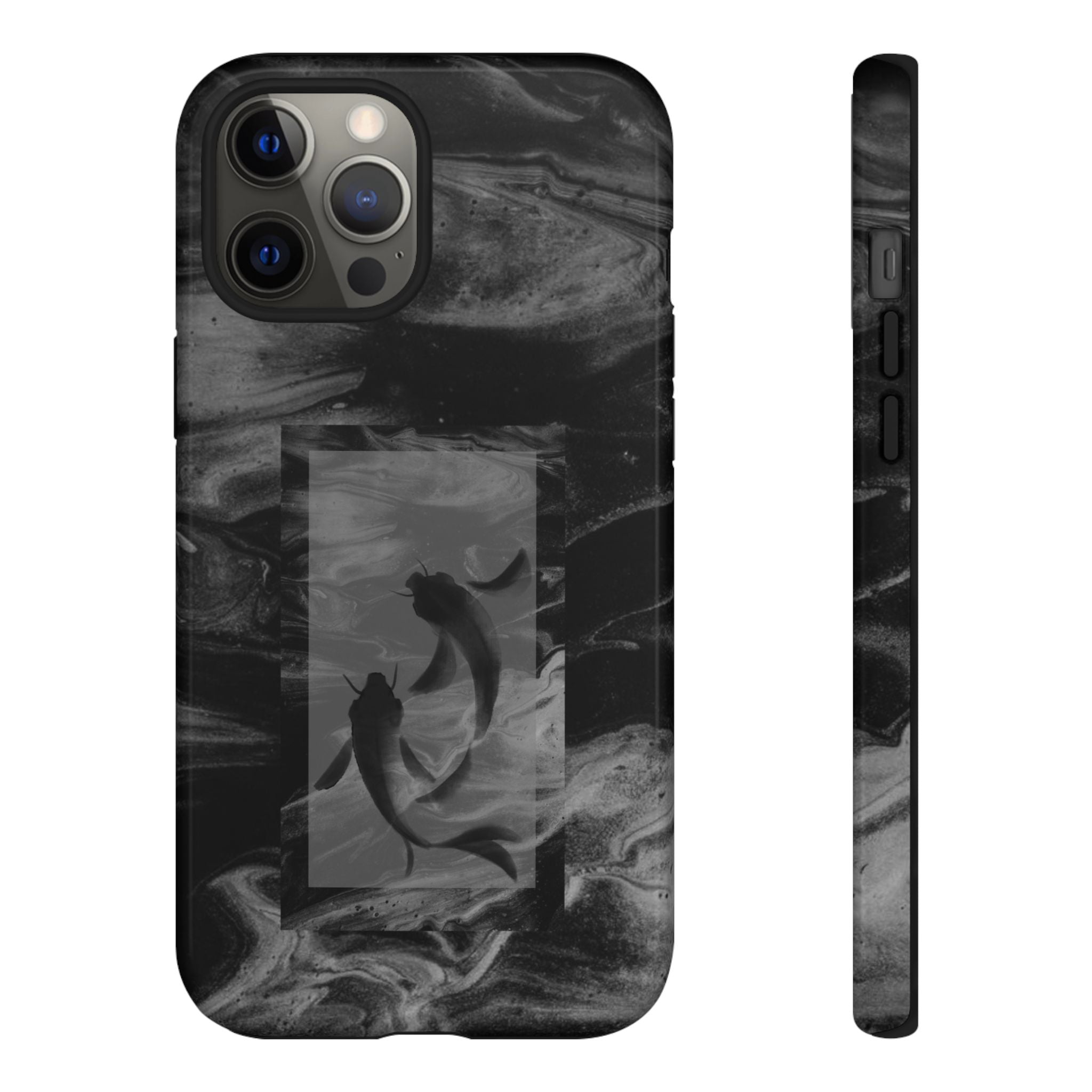 Koi Yin-Yang Marble Phone Case – Black Smoky Art Protection