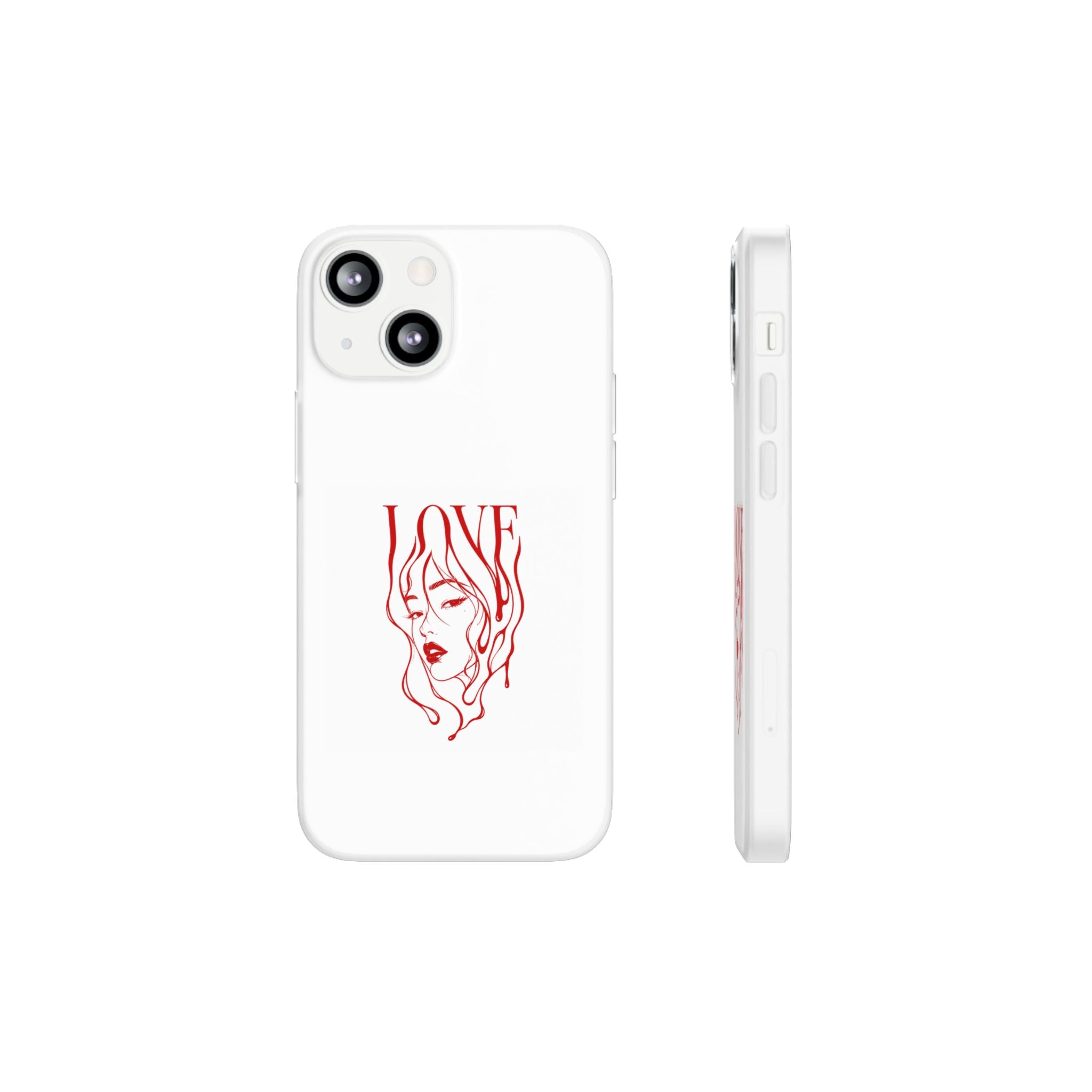 Red Line Art 'LOVE'  Face Design - Flexi Case