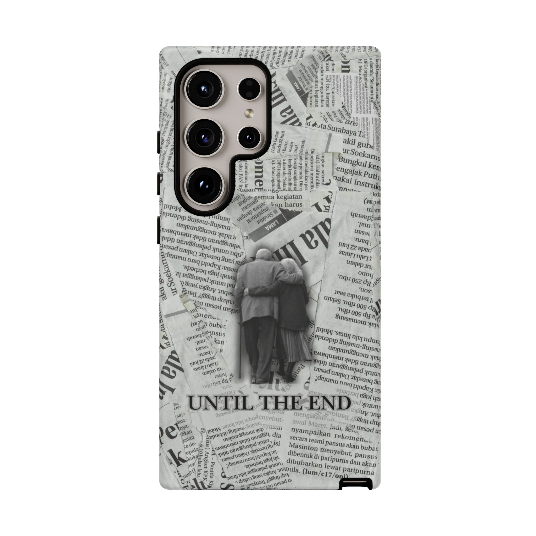 Until the End Newspaper Collage Phone Case