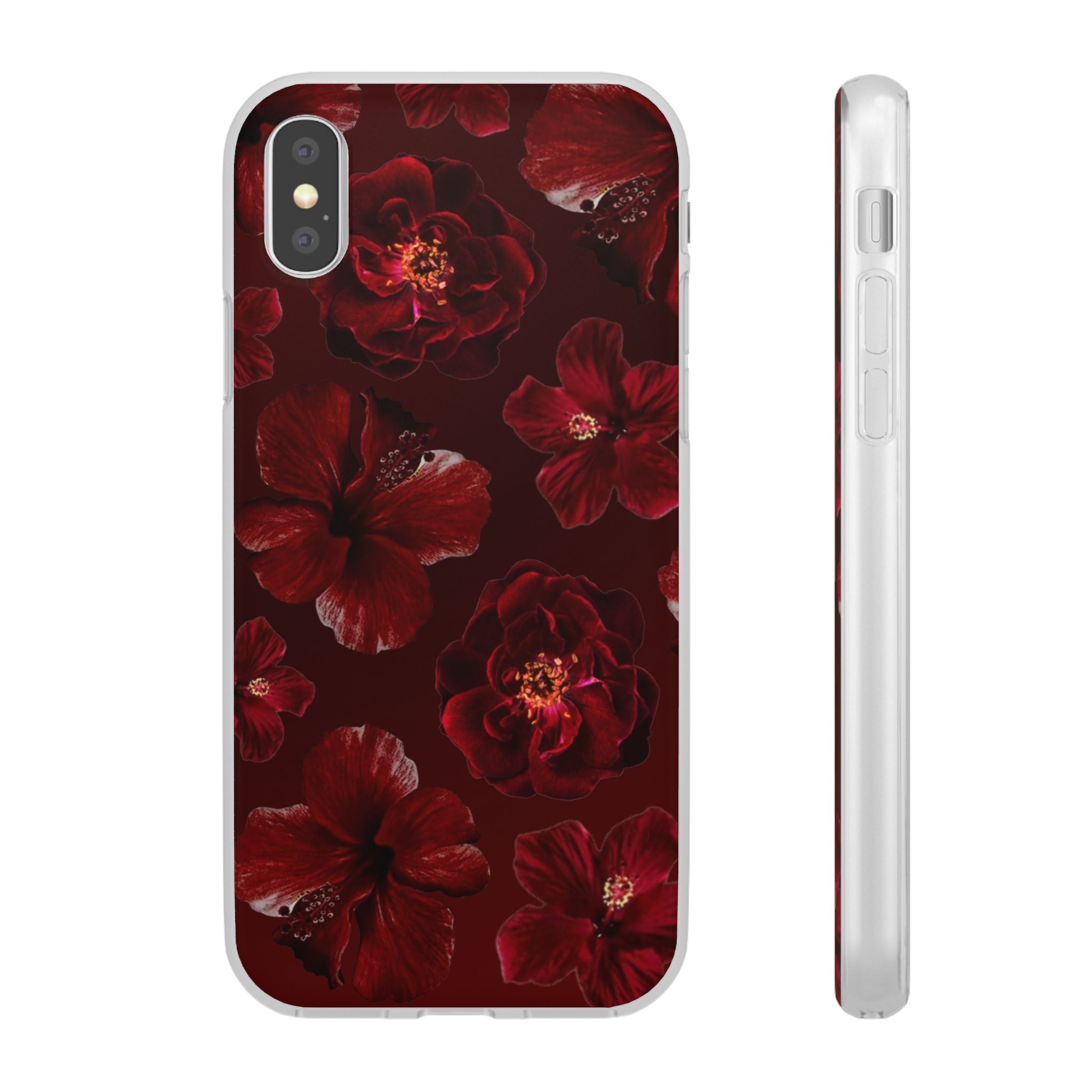 Red Floral Flexi Case — Dark Rose Phone Case