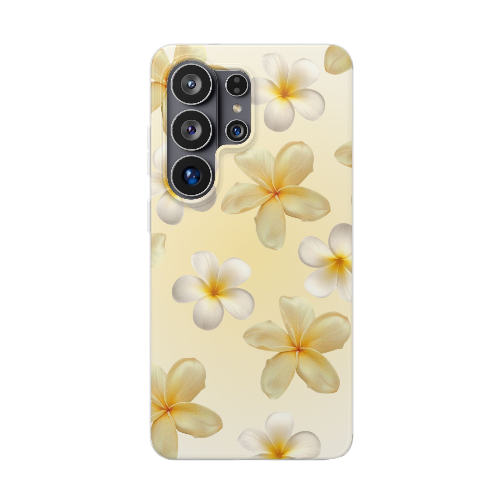 Plumeria Floral Flexi Phone Case — Tropical Yellow Flower Protective Cover
