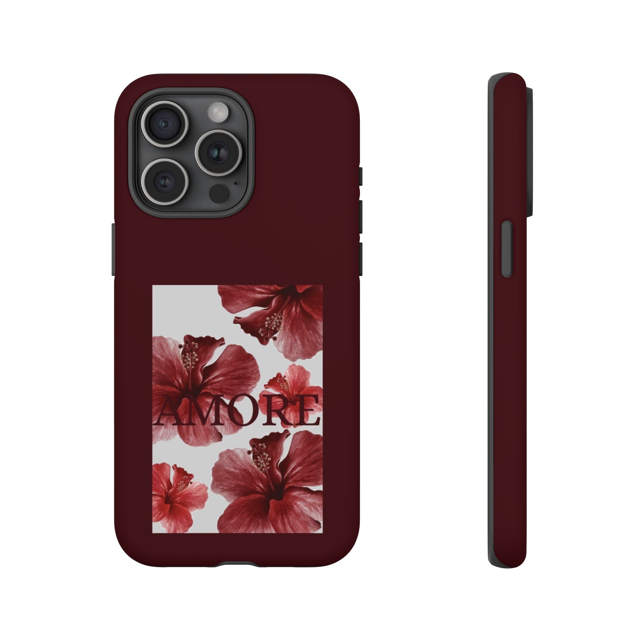 Amore Floral Phone Case — Burgundy Tough Protective Cover