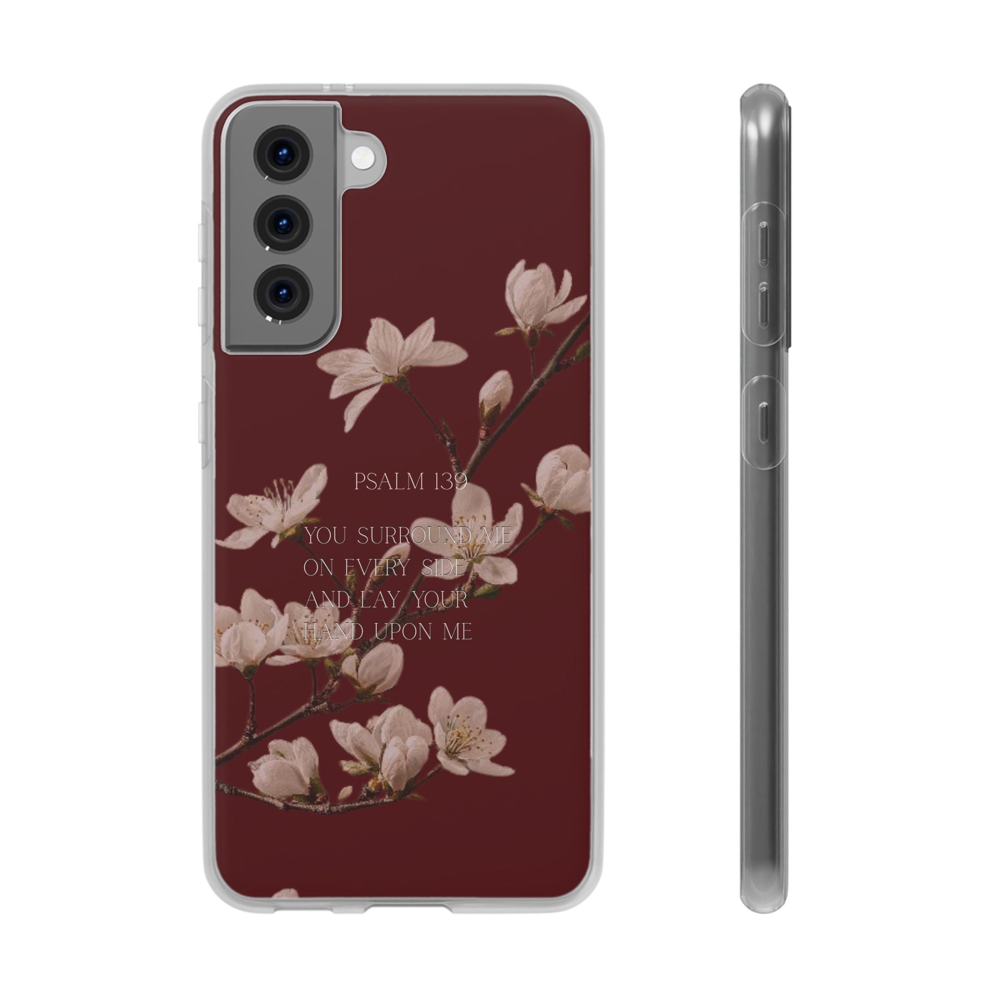 Floral Psalm Phone Case — Psalm 139 Scripture Cherry Blossom iPhone Cover