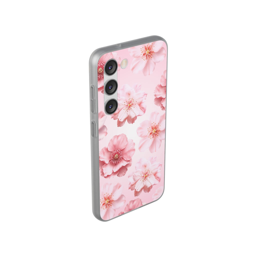 Pink Cherry Blossom Phone Case — Floral Slim Flexi Case for iPhone