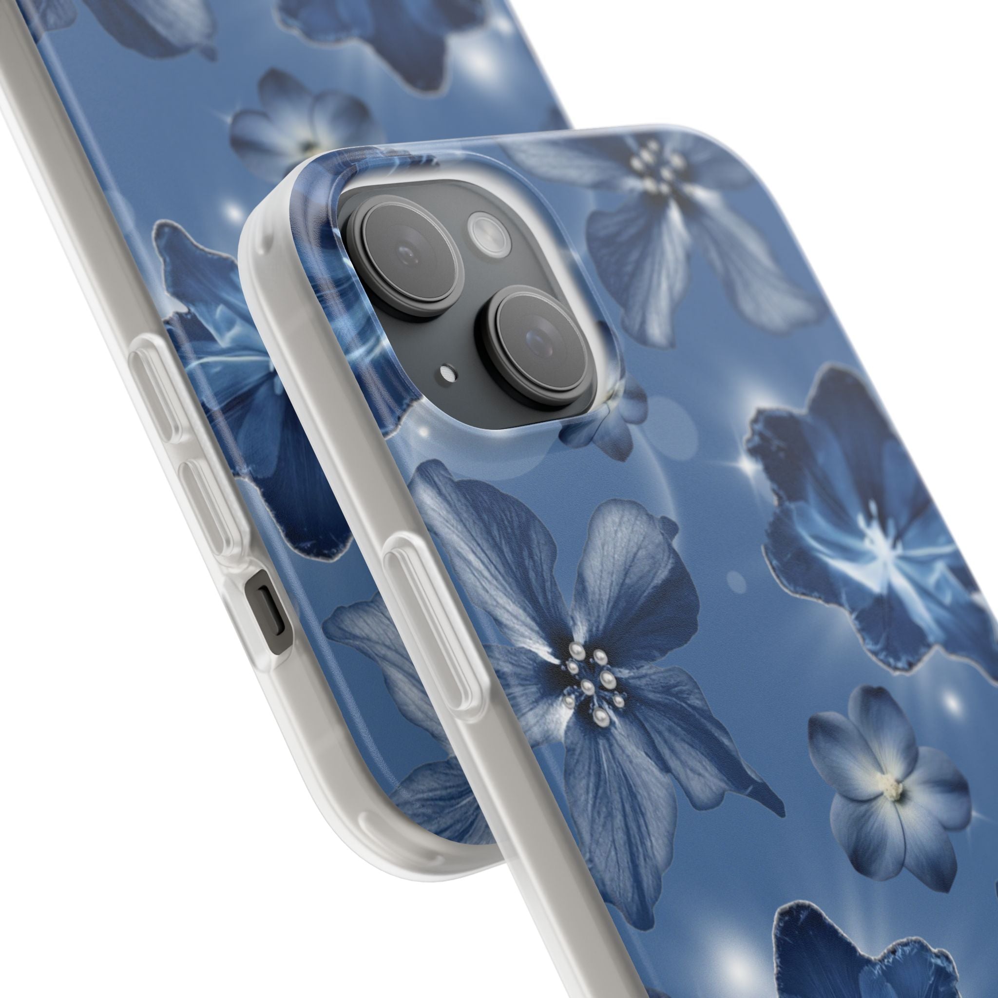 Blue Floral Phone Case — Soft Blue Blossoms Pattern for iPhone