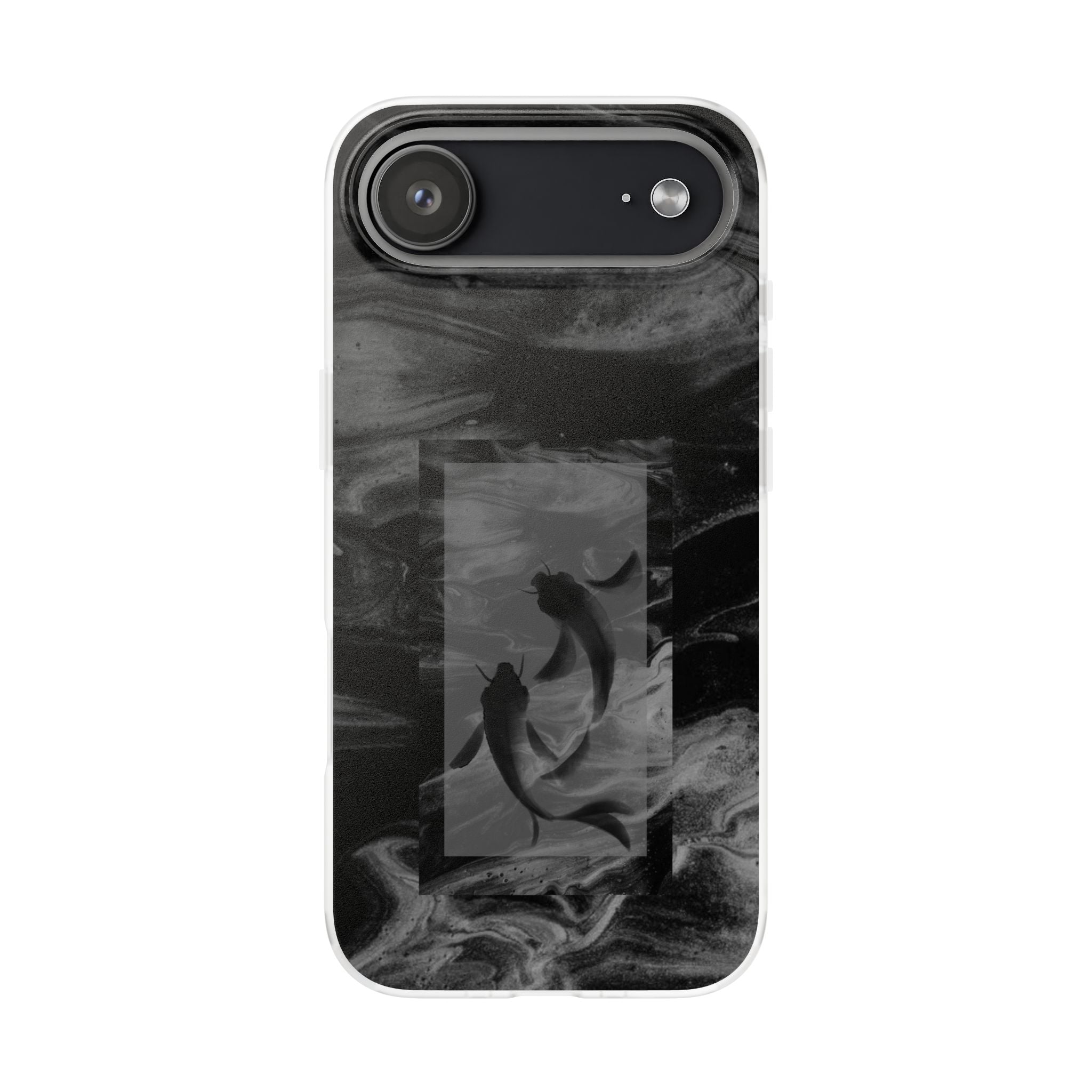 Black Koi Phone Case — Minimalist Monochrome Fish Design