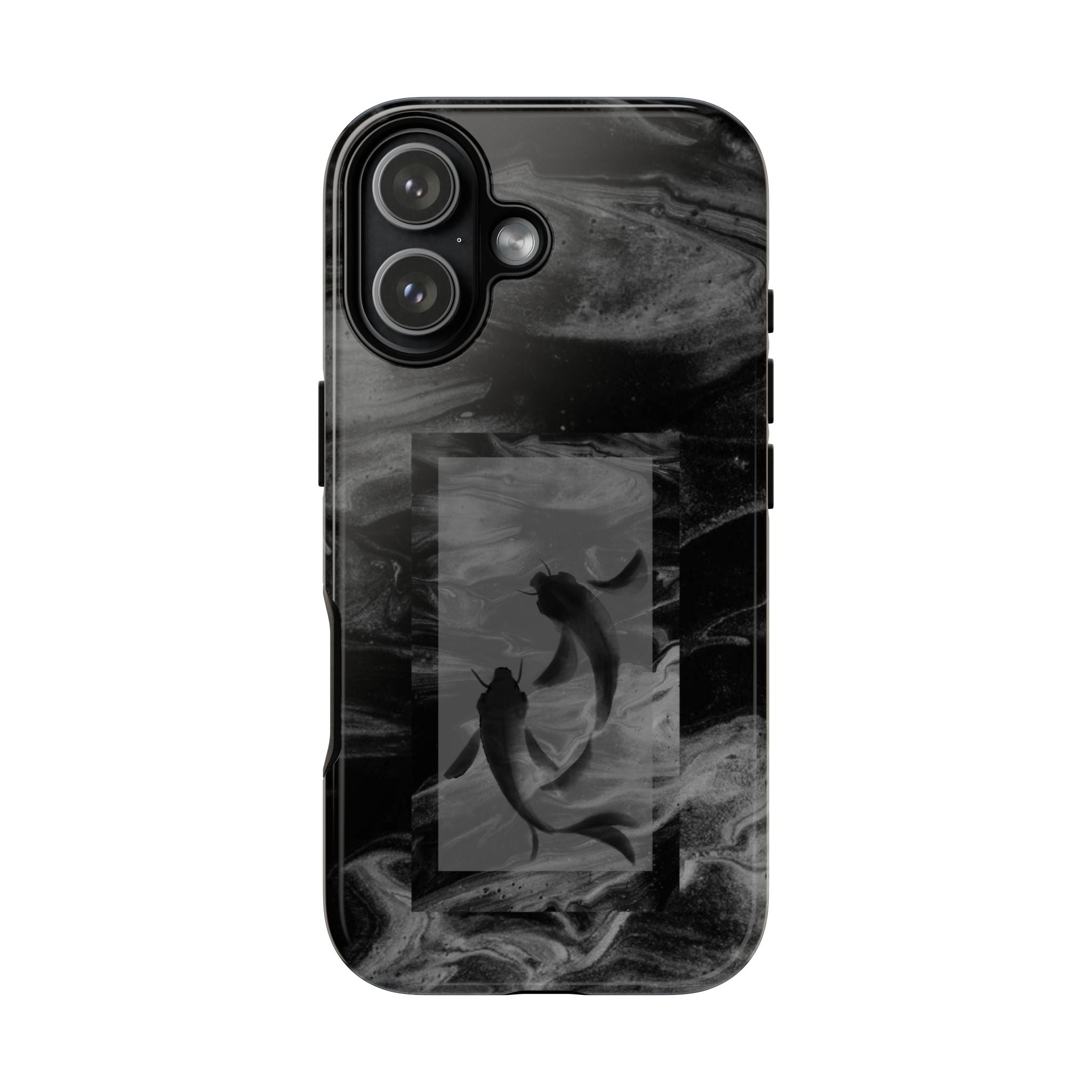 Koi Yin-Yang Marble Phone Case – Black Smoky Art Protection