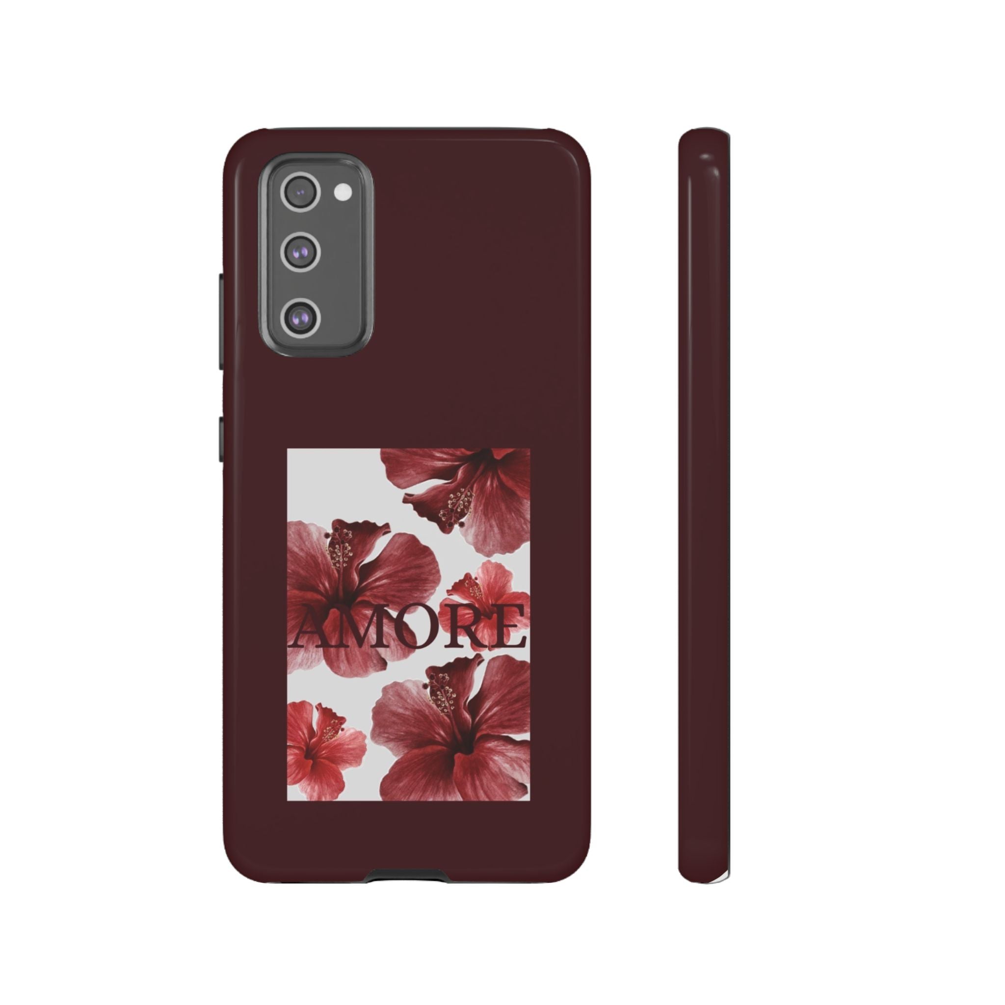 Amore Floral Phone Case — Burgundy Tough Protective Cover