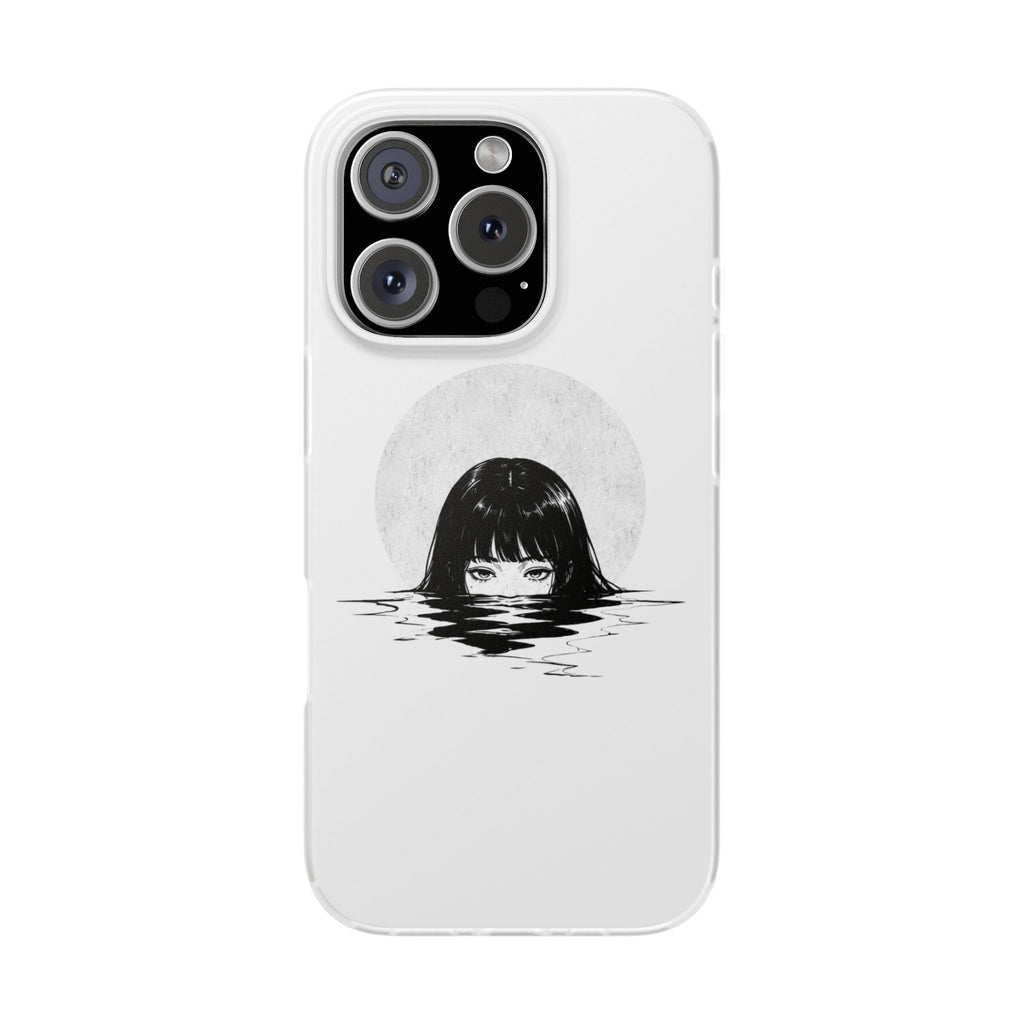 Minimalist Creepy Girl Moon Design