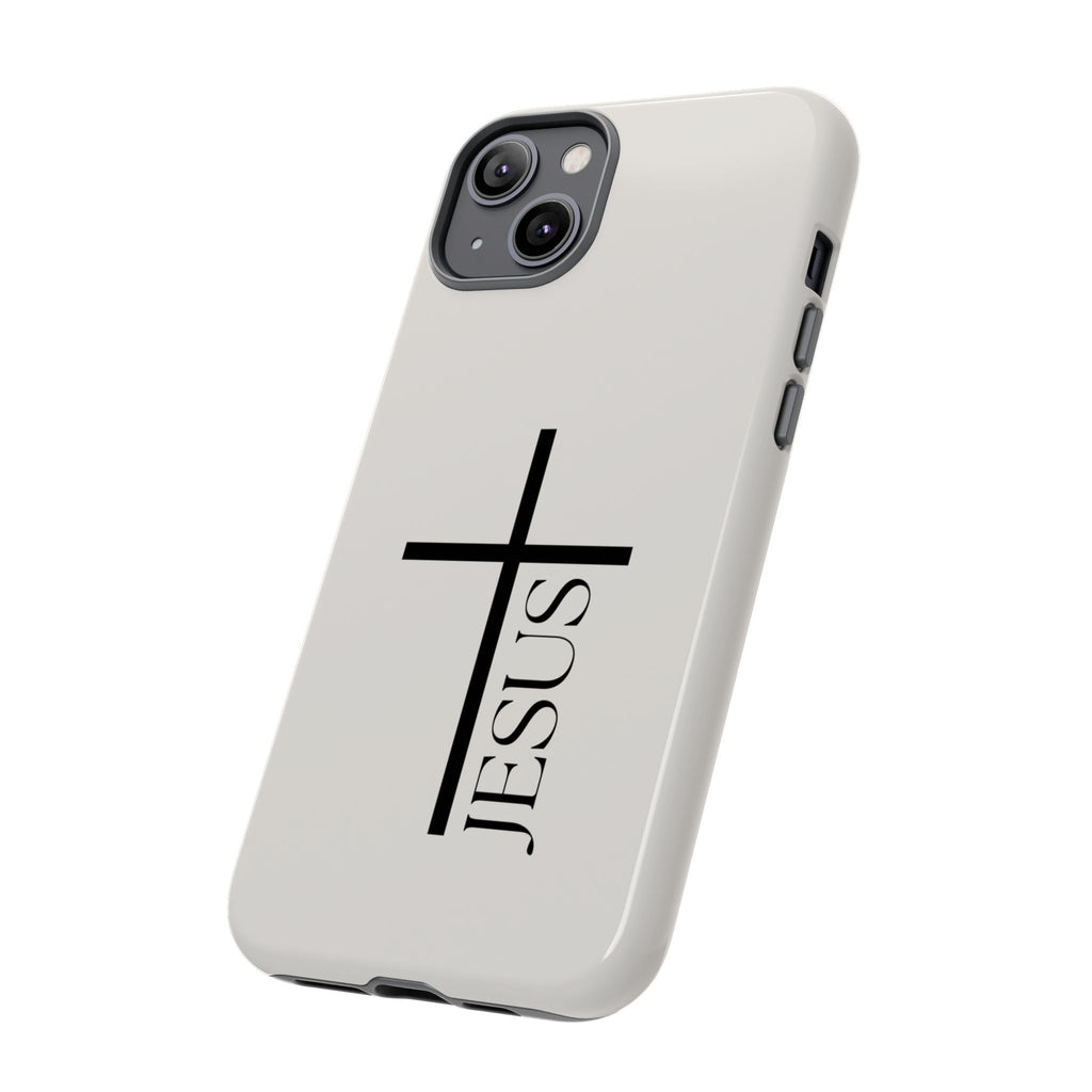 Christian Cross Phone Case - JESUS Vertical Minimalist iPhone Cover