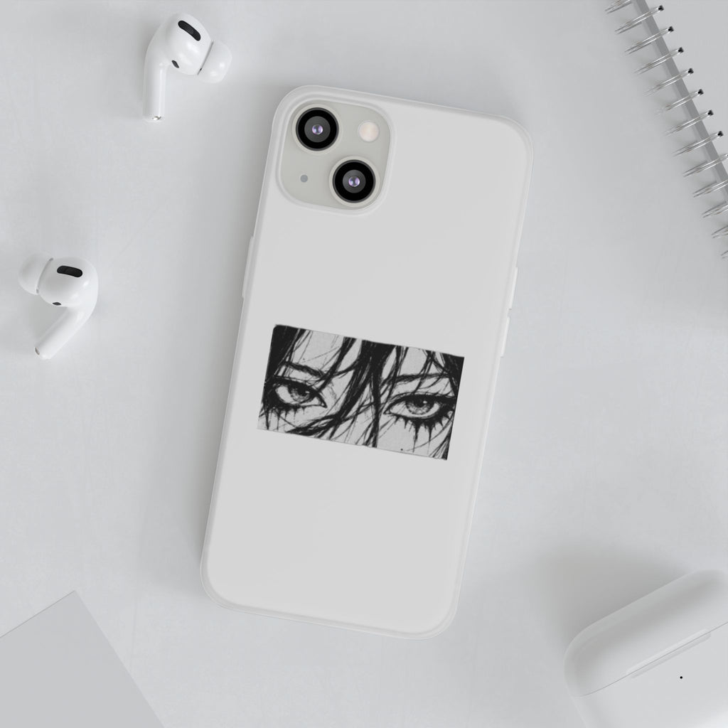 Anime Eyes Illustration Phone Case - Moody Black & White Flexi Case