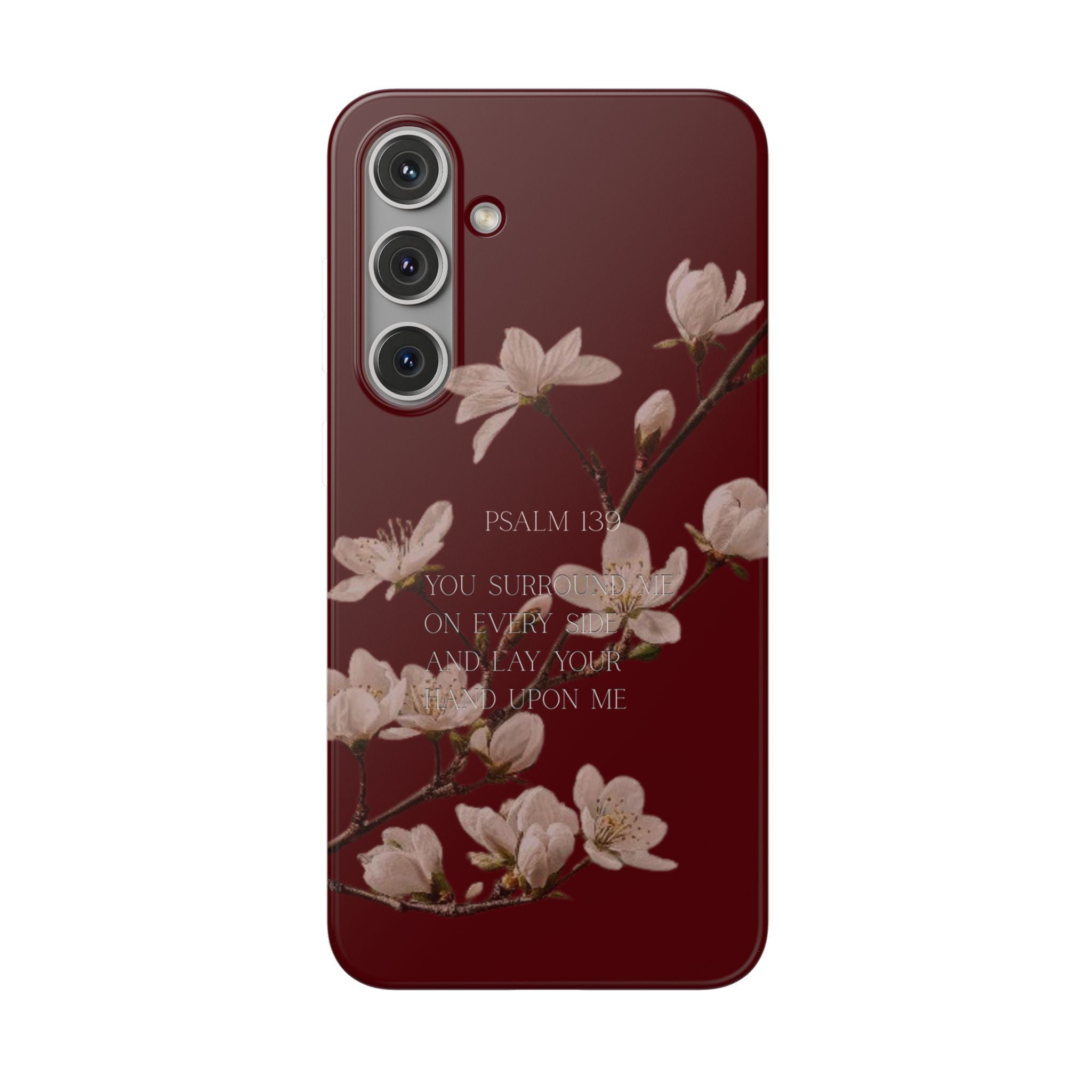 Floral Psalm Phone Case — Psalm 139 Scripture Cherry Blossom iPhone Cover