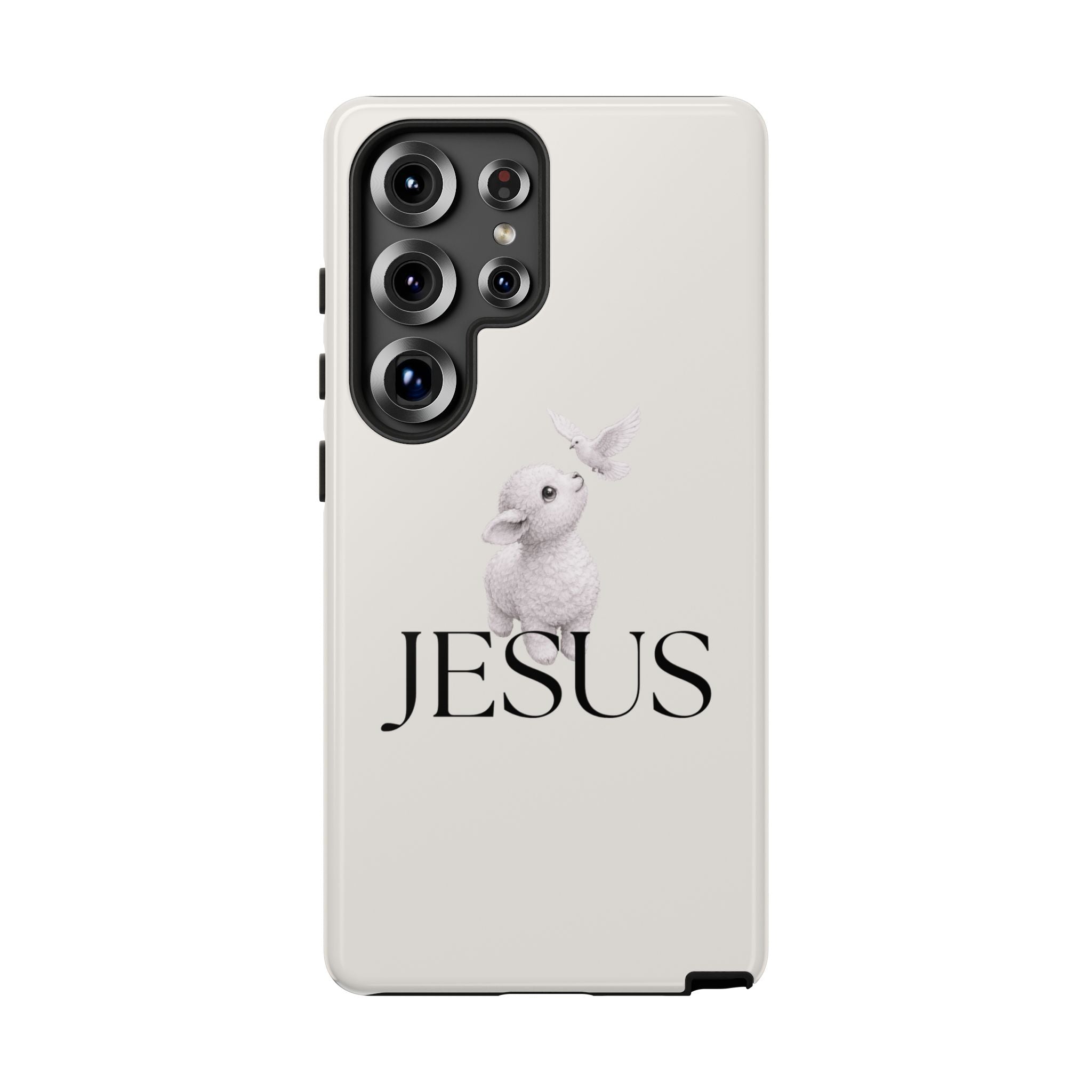 Jesus Lamb Phone Case - Christian Faith iPhone Case with Dove Design