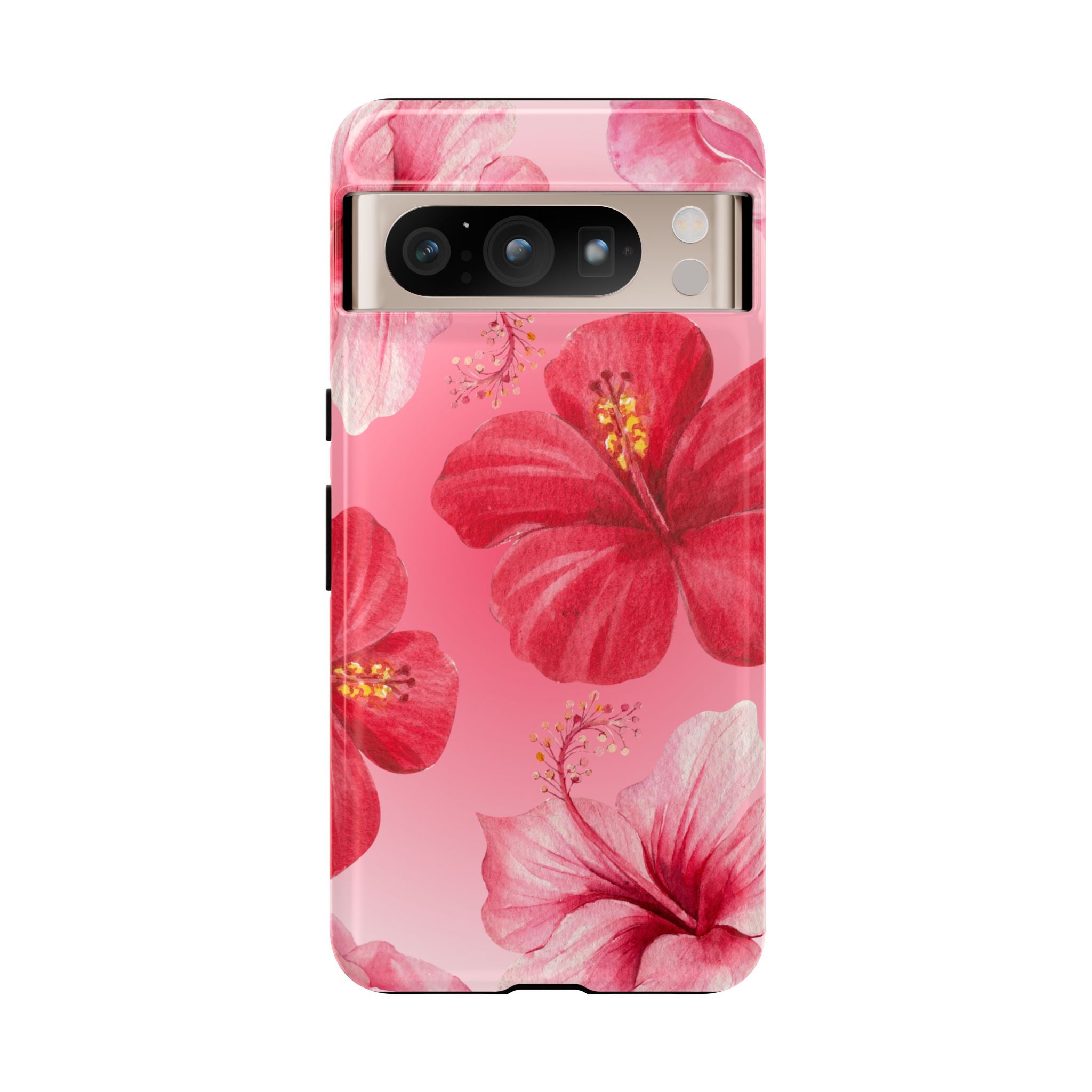 Hibiscus Pink Tough Phone Case — Floral Tropical Protective Cover