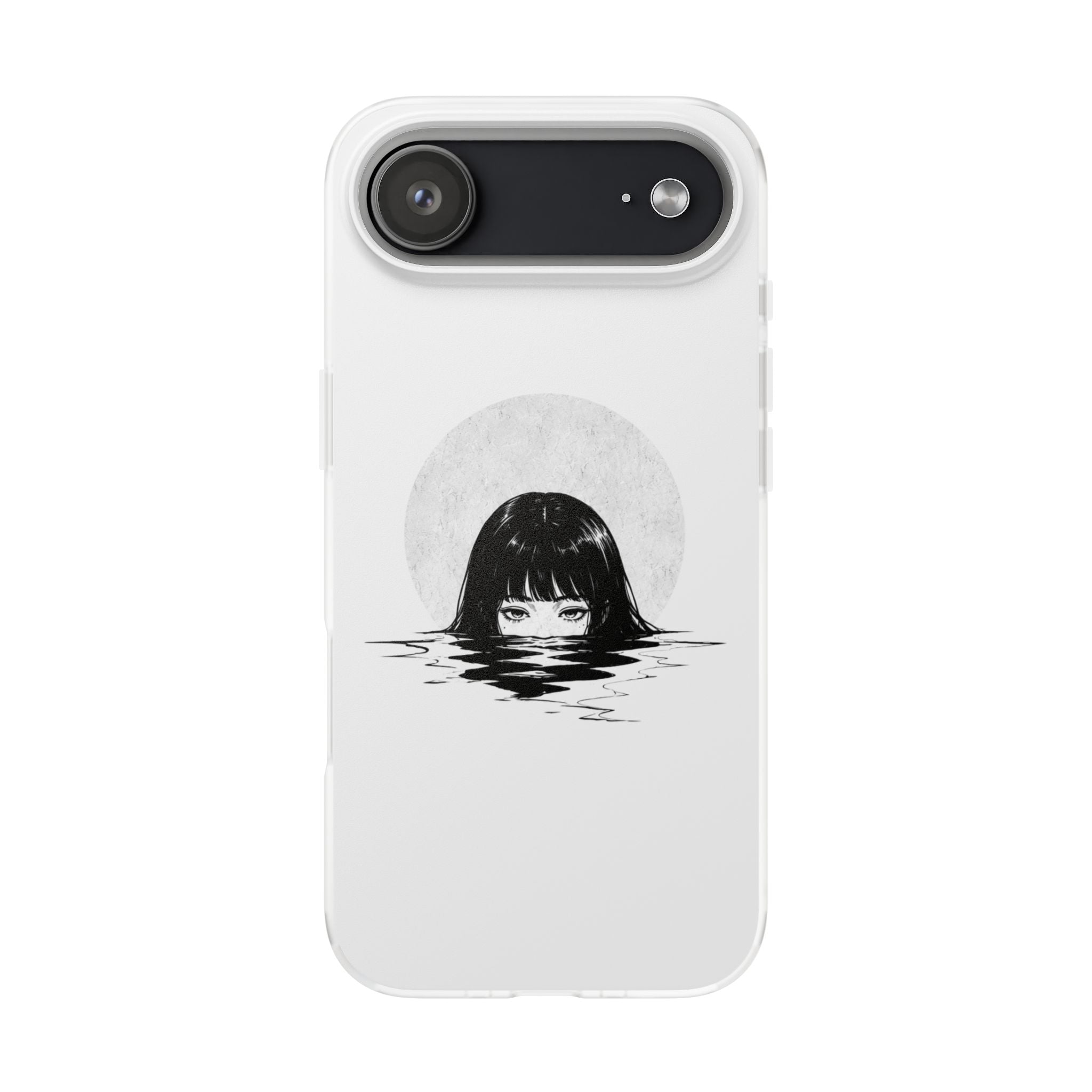 Minimalist Creepy Girl Moon Design